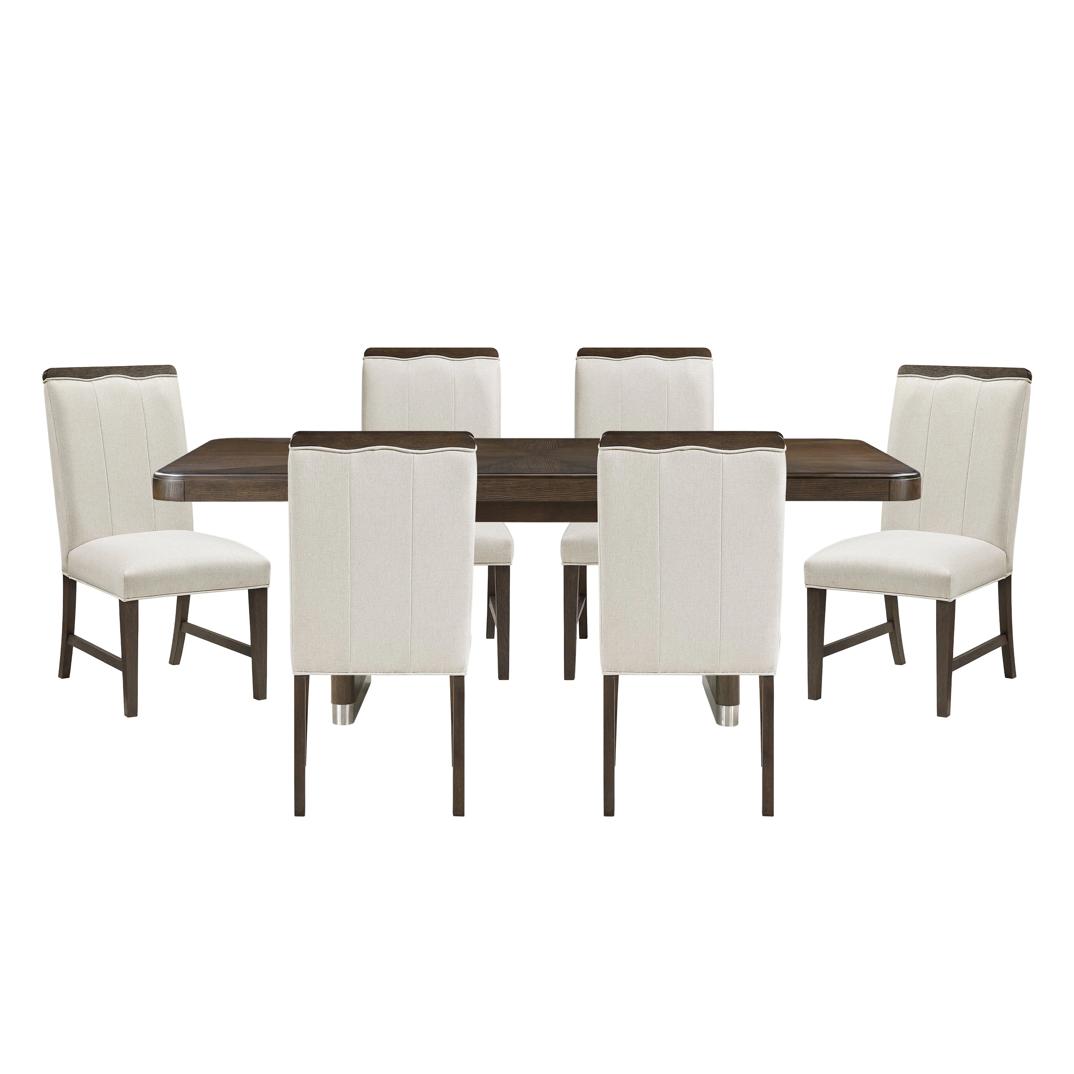 Clara Brown & Beige 85" Rectangular Dining Room Set - Image 2