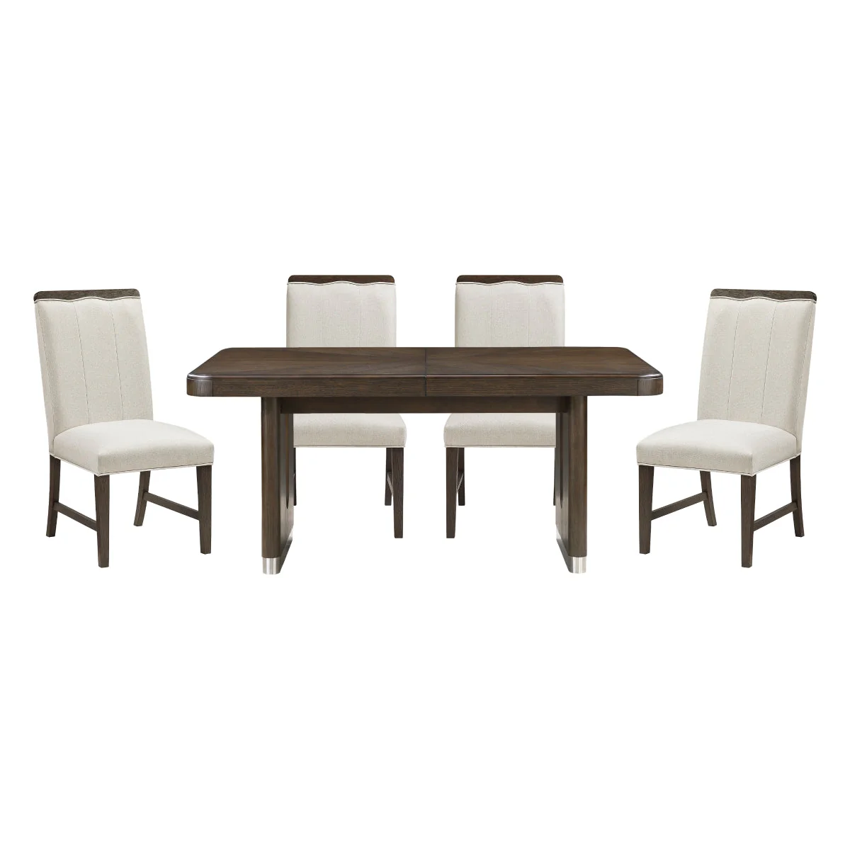 Clara Brown & Beige 85" Rectangular Dining Room Set - Image 4