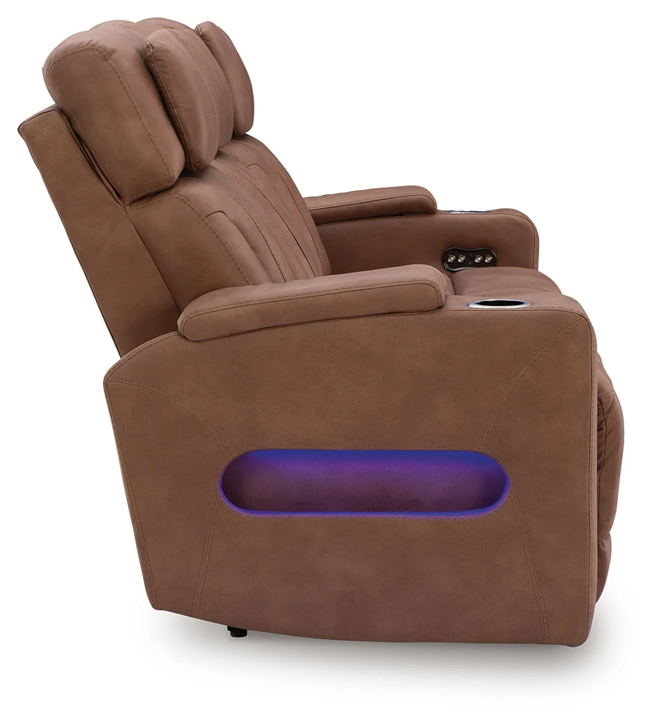 Clean-Slate Caramel Dual Power Reclining Sofa - Image 5