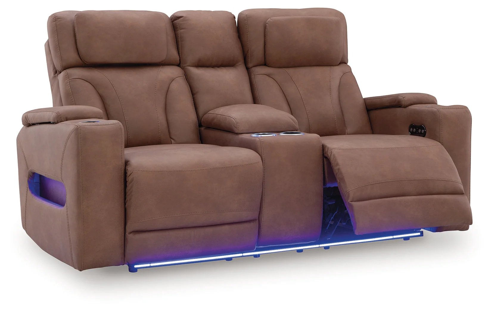 Clean-Slate Caramel Power Reclining Loveseat with Console - Image 3