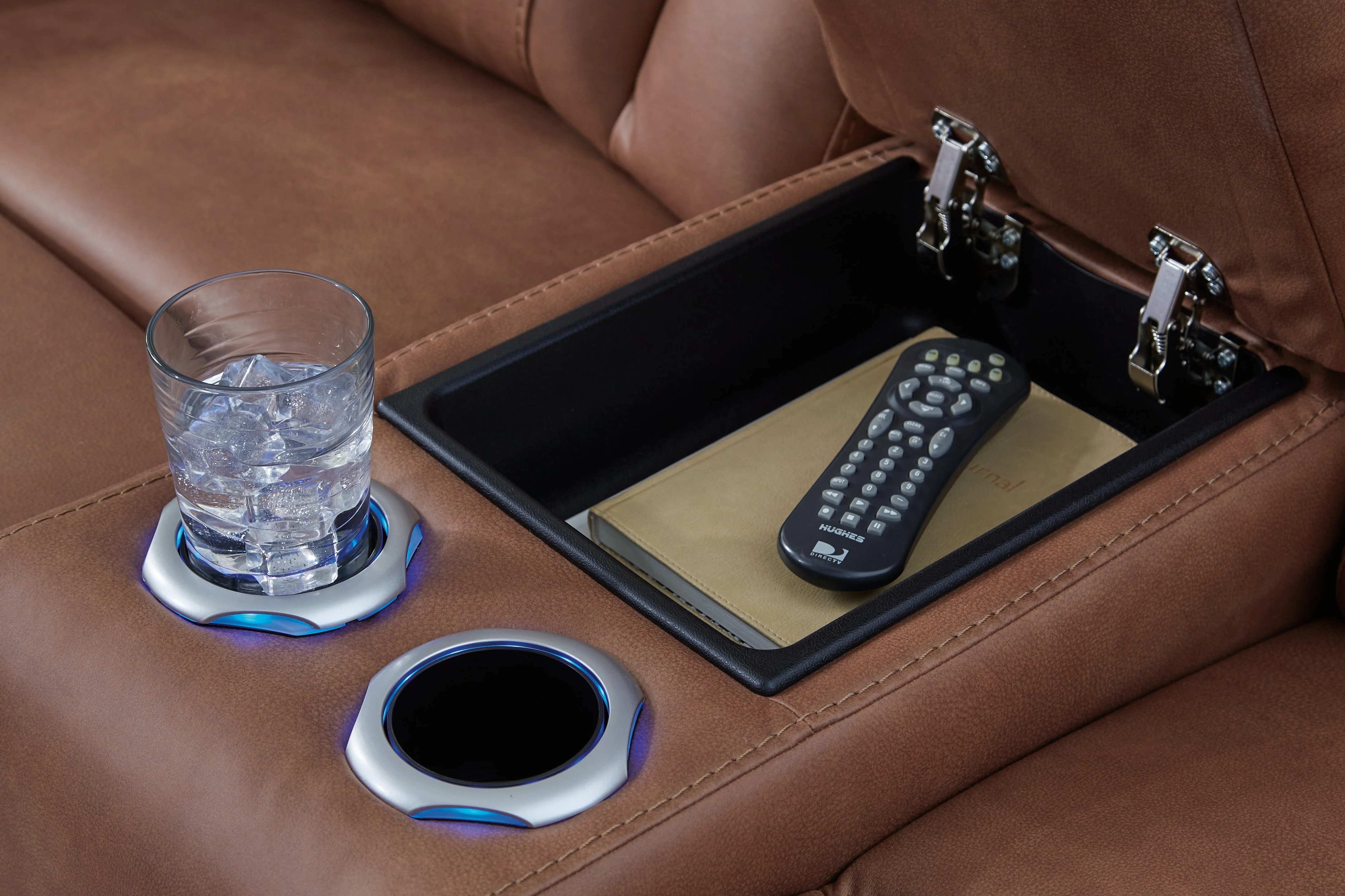 Clean-Slate Caramel Power Reclining Loveseat with Console - Image 7