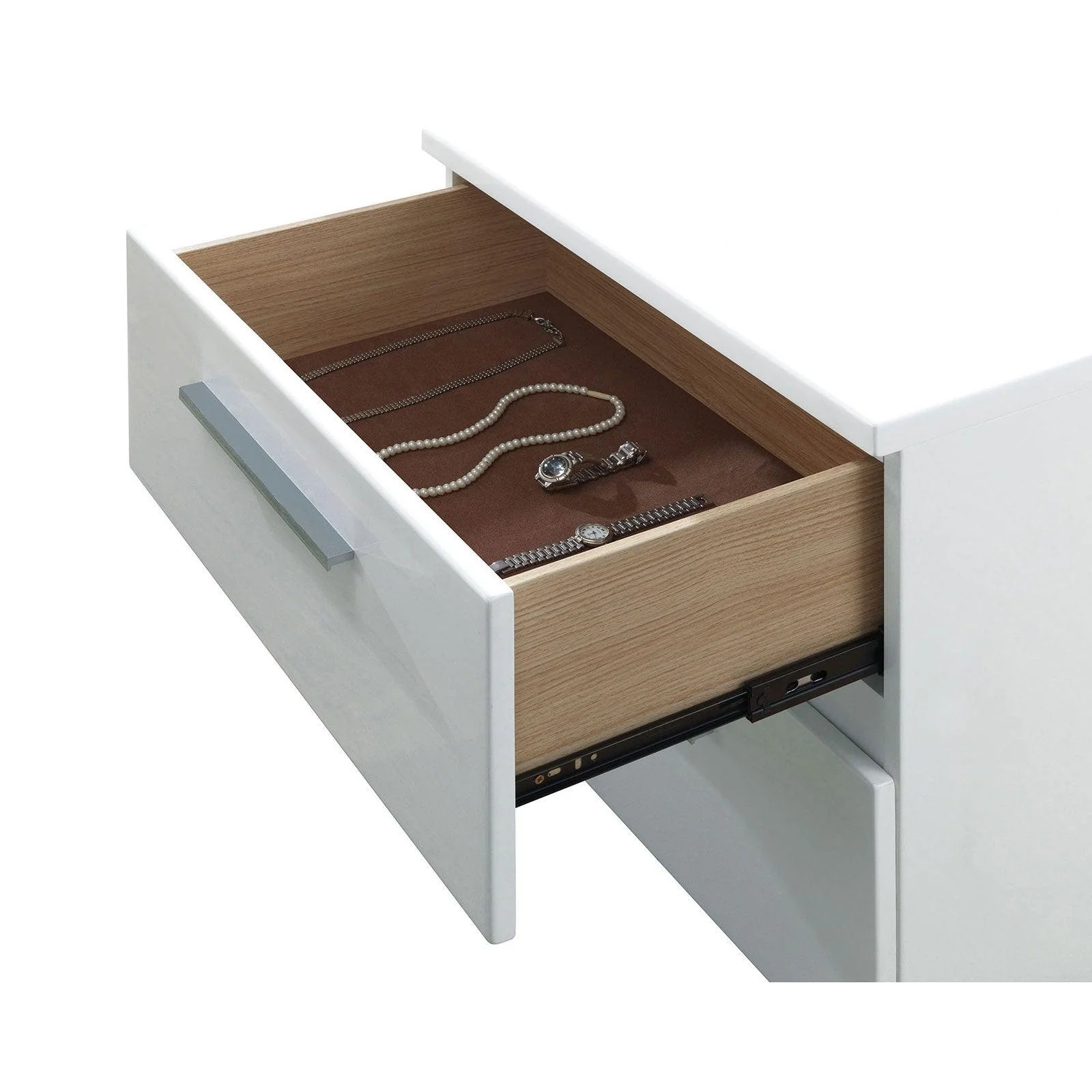 Clementine Glossy White Night Stand - Image 2