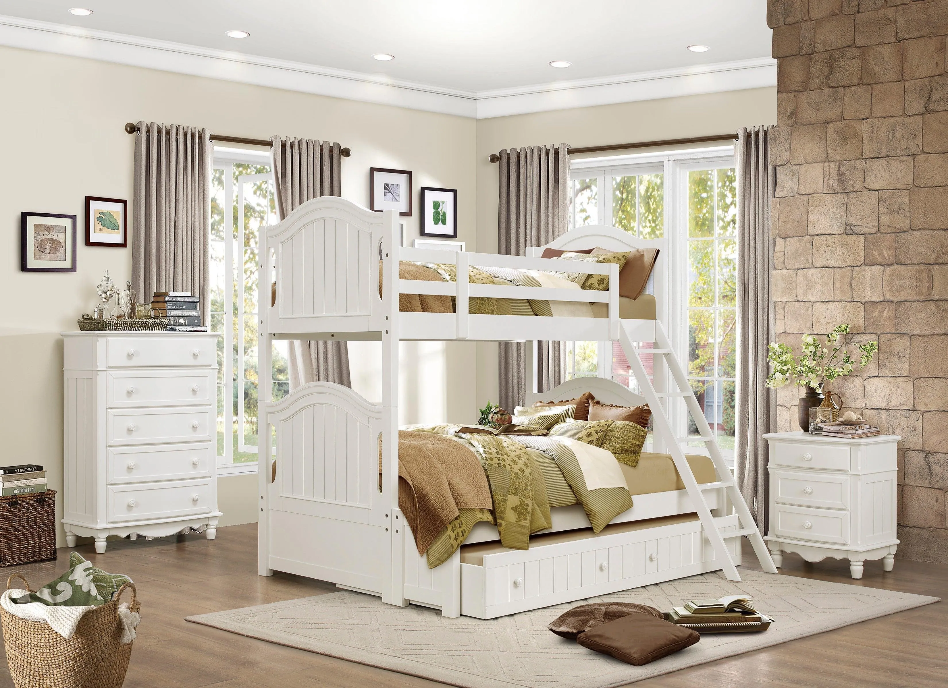 Clementine White Twin/Full Bunk Bed - Image 2