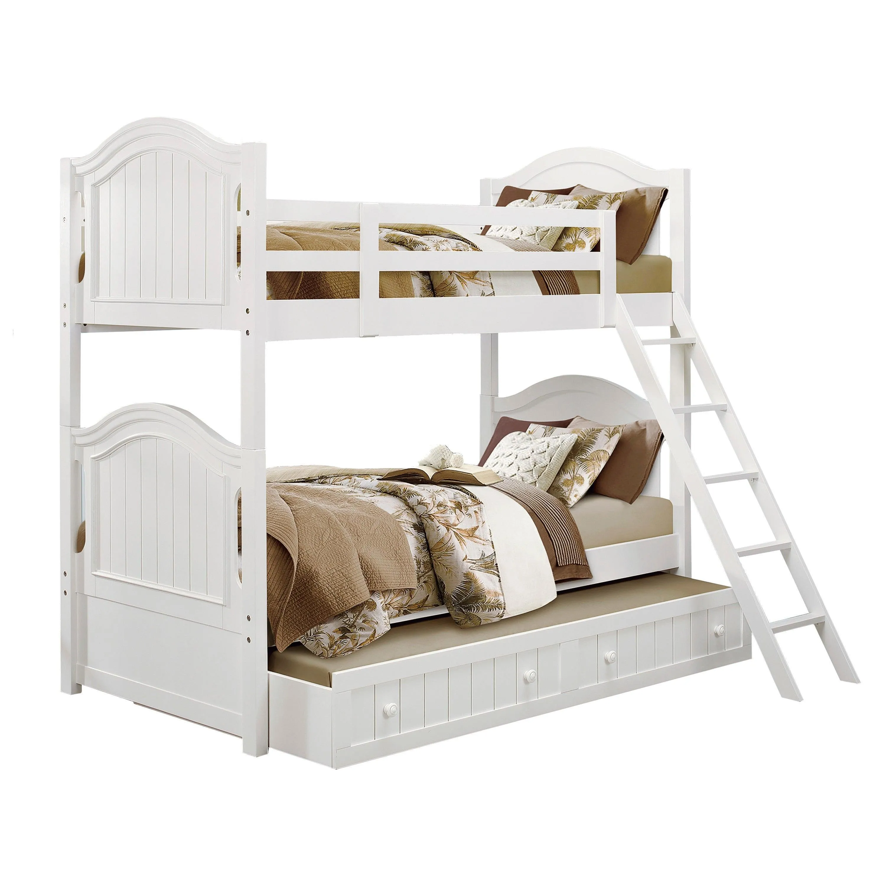Clementine White Twin/Twin Bunk Bed with Twin Trundle - Image 2