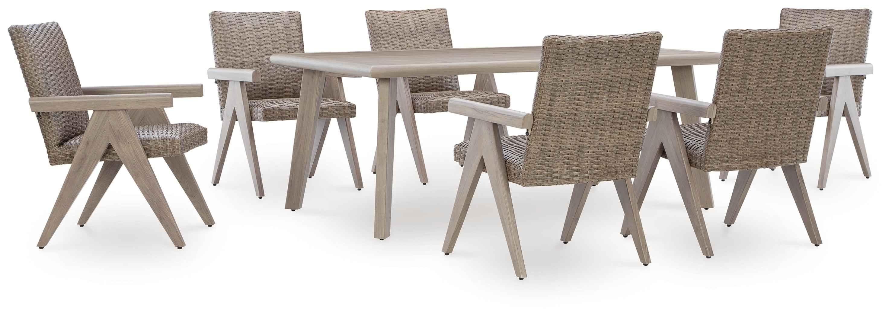 Cliff Trails Beige Outdoor Dining Table and 6 Chairs