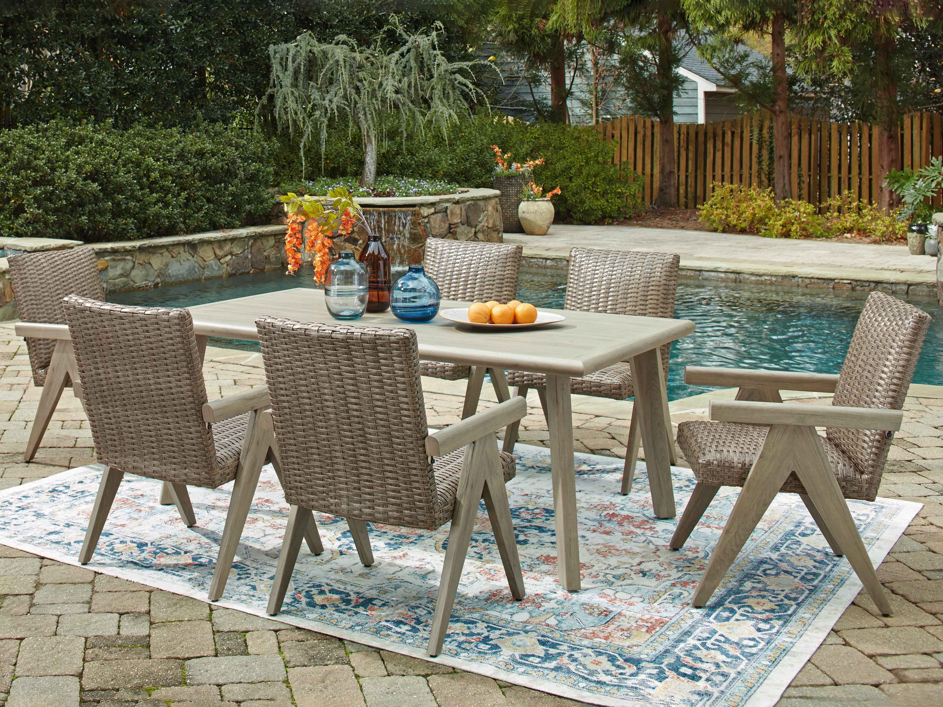 Cliff Trails Beige Outdoor Dining Table and 6 Chairs - Image 2