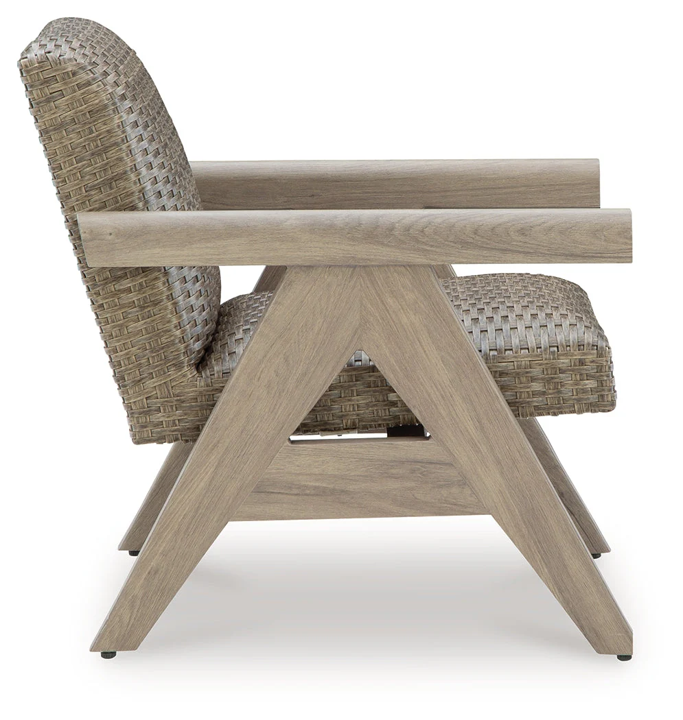 Cliff Trails Beige Outdoor Rocking Lounge Chair - Image 4