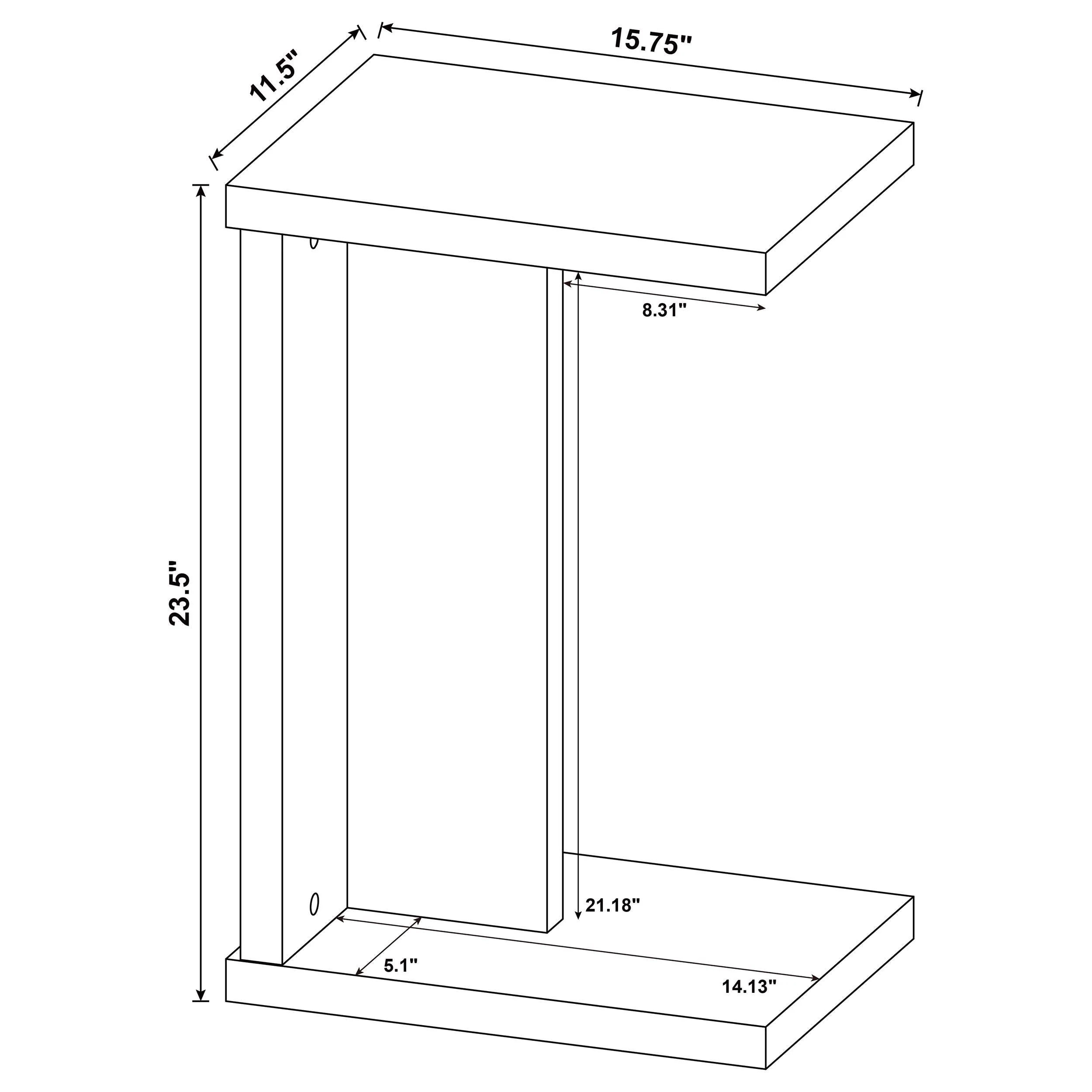 Clower Black Engineered Wood C-Shaped Sofa Side Table - Image 10