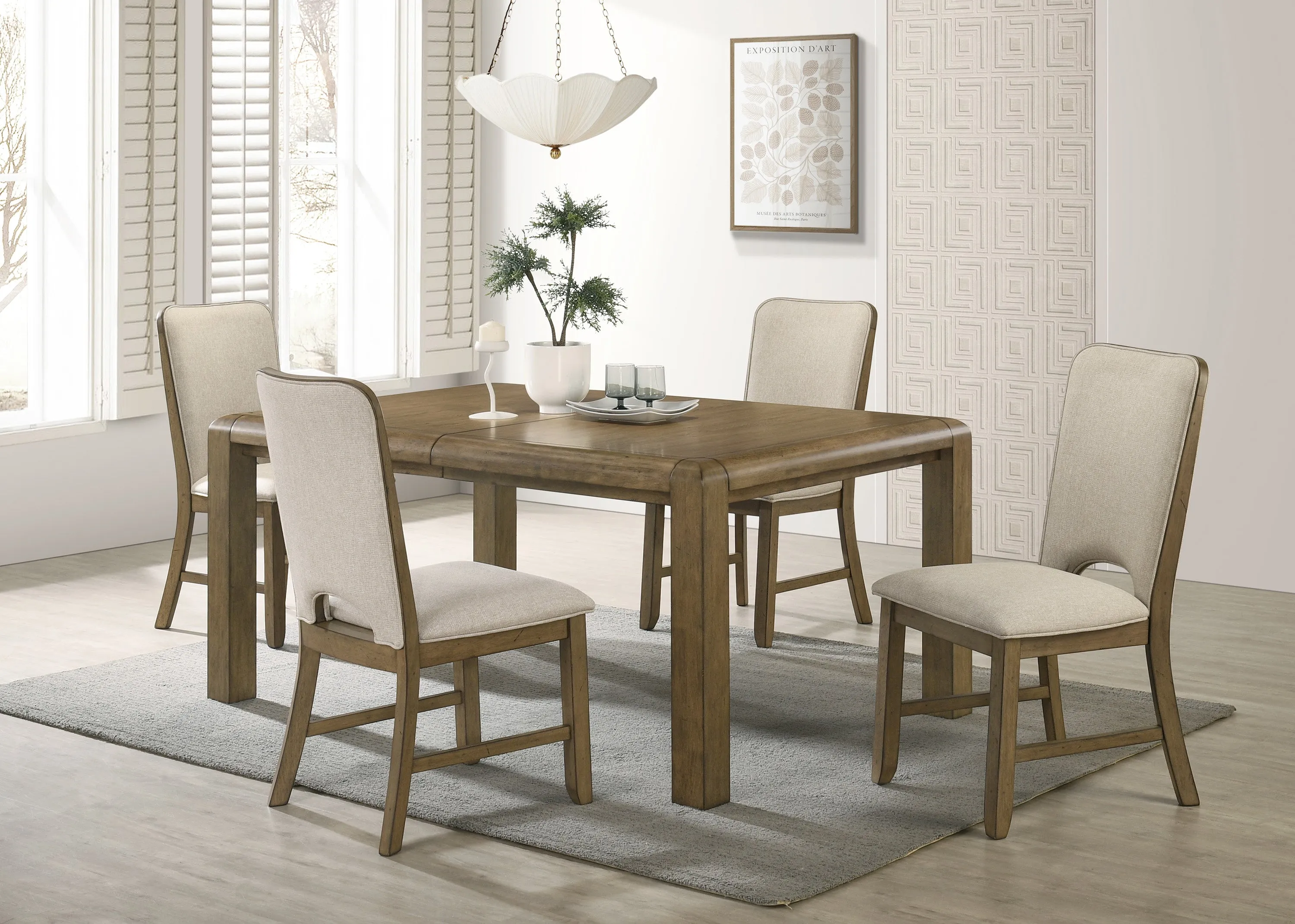 Cockrell Brown and Beige Dining Table with 18"Leaf - Image 8