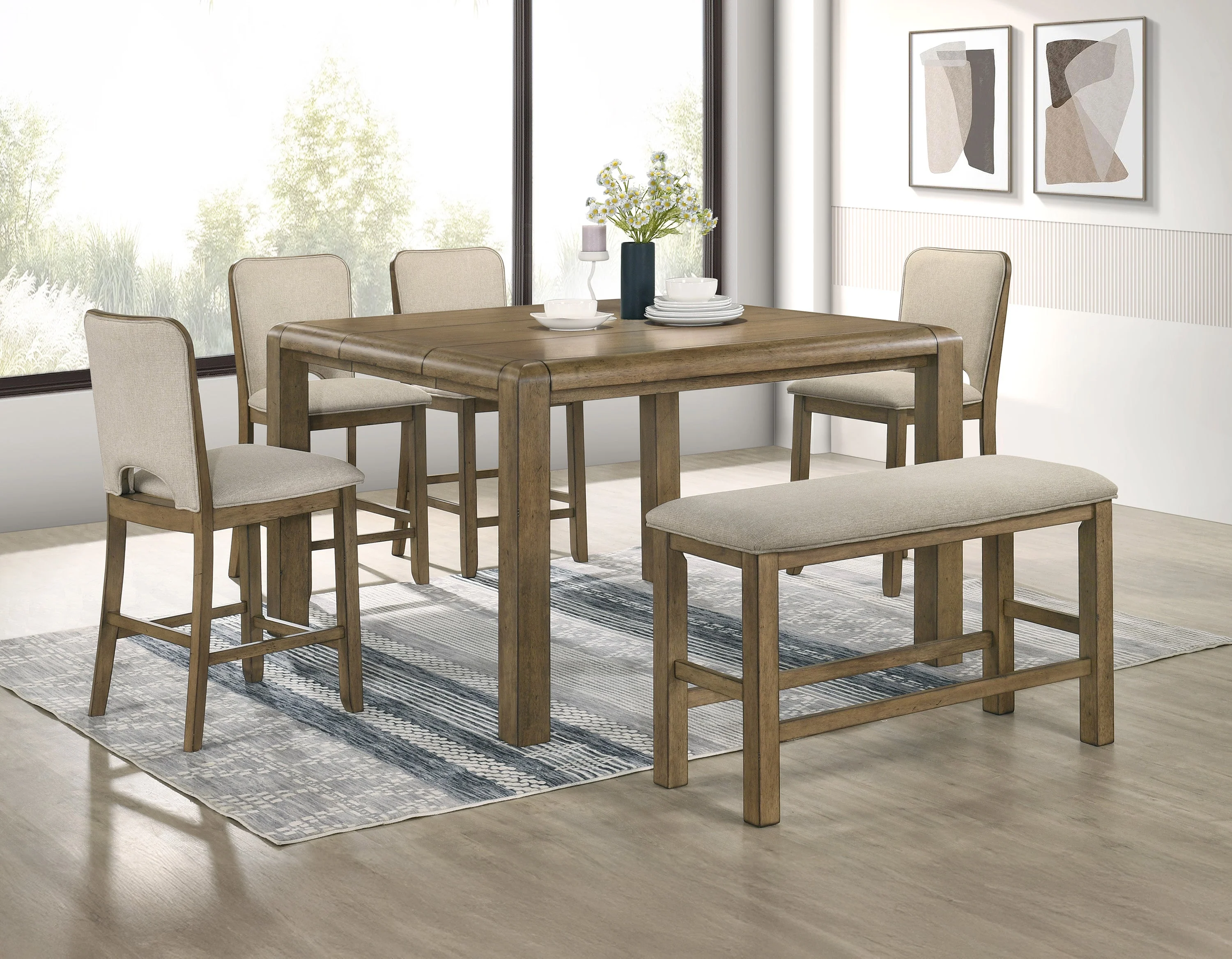 Cockrell Brown and Beige Extendable Counter Height Set - Image 13