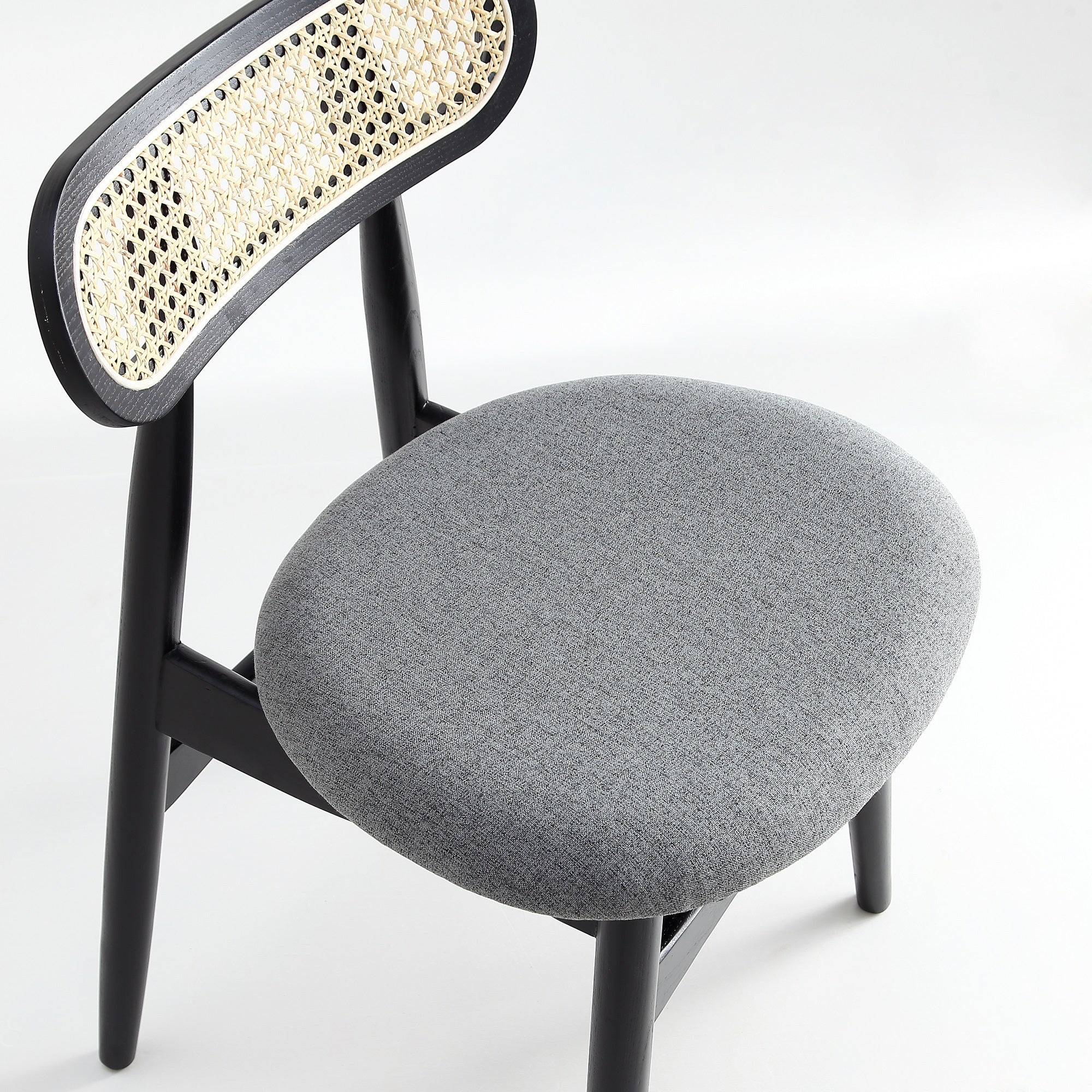 Colbert Dining Chair in Black and Cane with Grey Upholstered Seating (set of 2) - Image 8