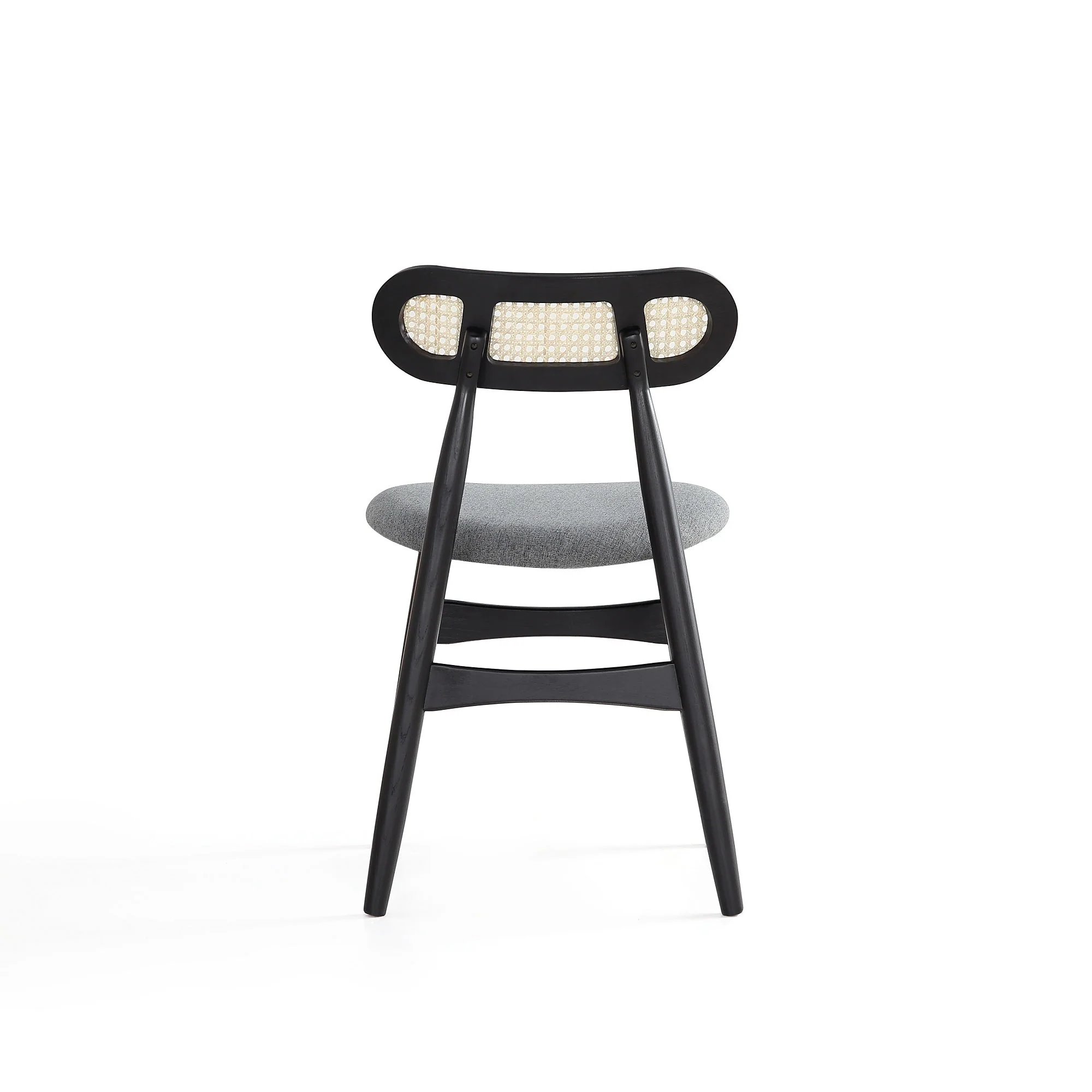 Colbert Dining Chair in Black and Cane with Grey Upholstered Seating (set of 4) - Image 7