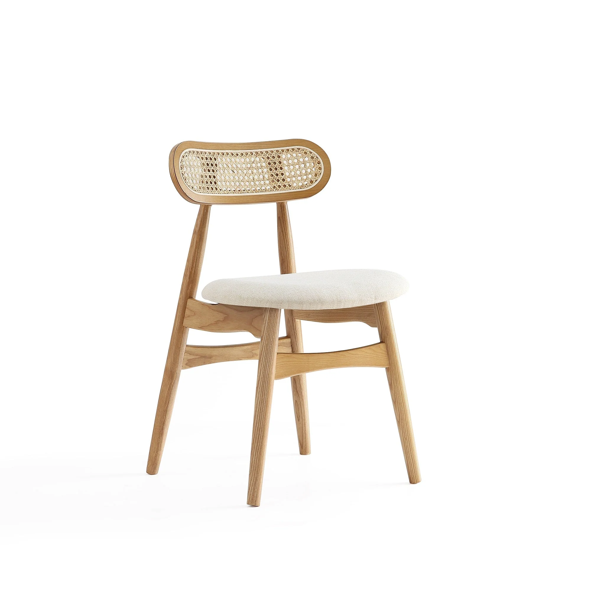 Colbert Dining Chair in Nature and Cane with Oatmeal Upholstered Seating (set of 2) - Image 4