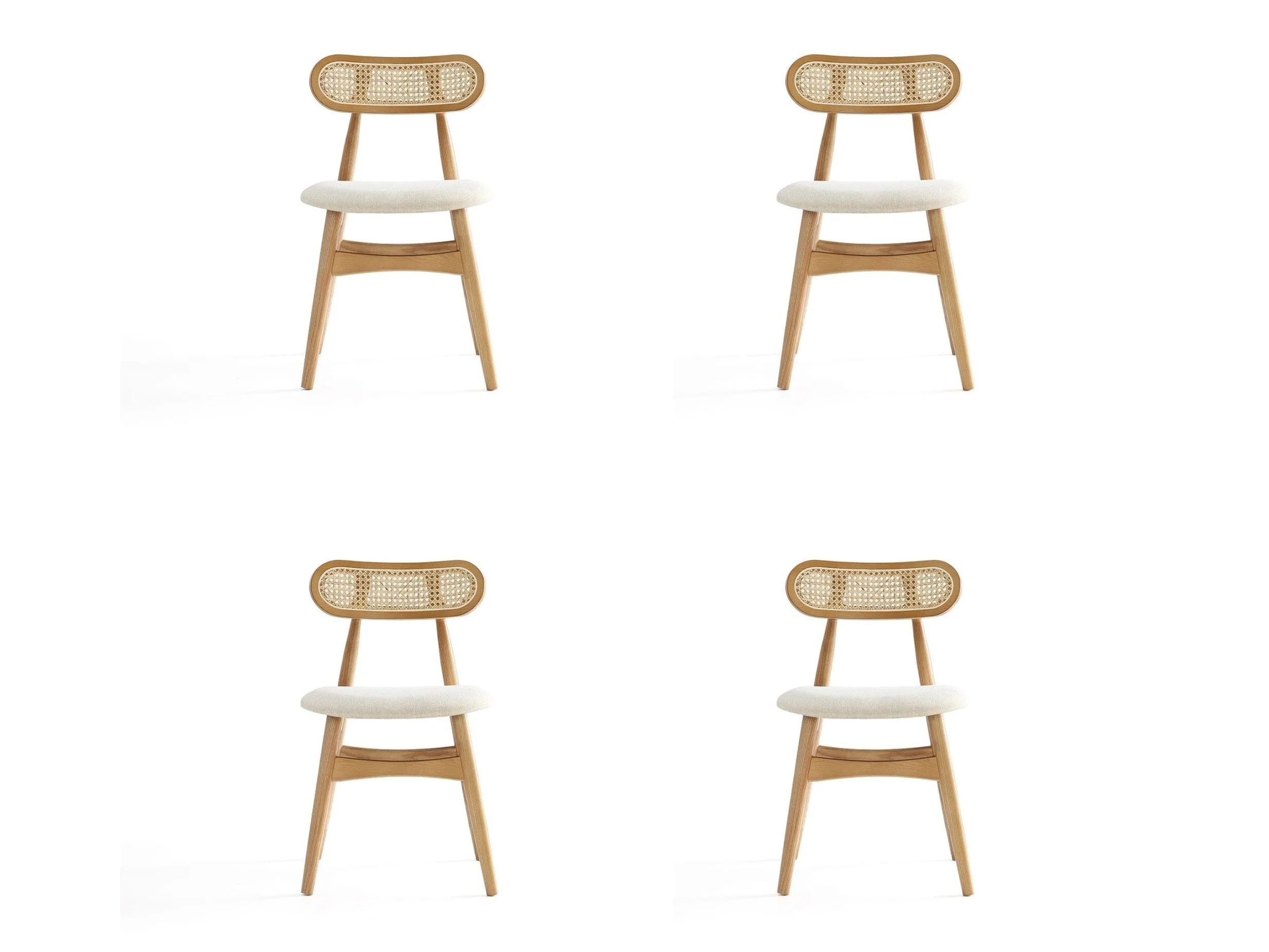 Colbert Dining Chair in Nature and Cane with Oatmeal Upholstered Seating (set of 4)