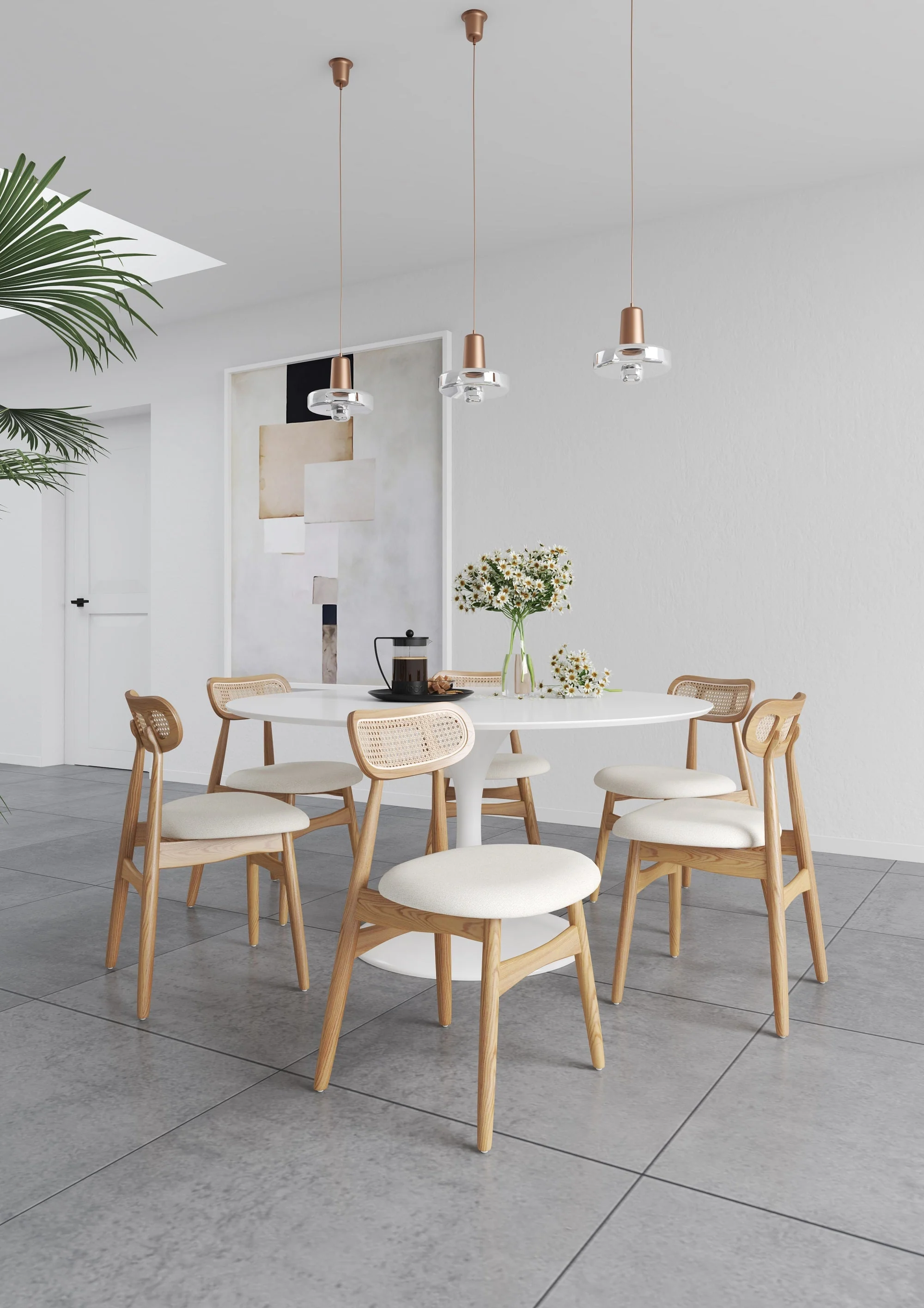 Colbert Dining Chair in Nature and Cane with Oatmeal Upholstered Seating (set of 4) - Image 2