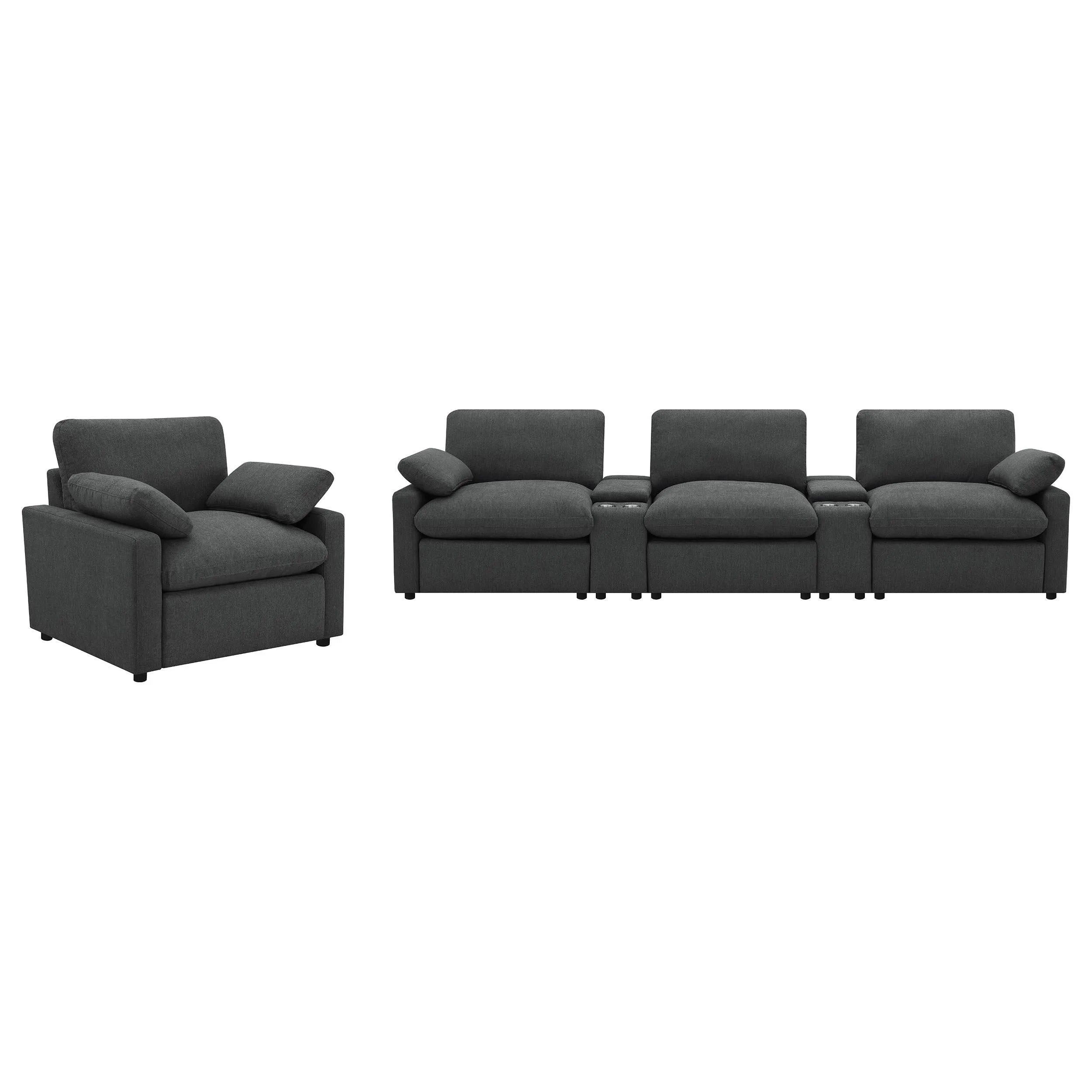 Collins Dark Gray 5-Piece Power Reclining Home Theater Seating - Image 7