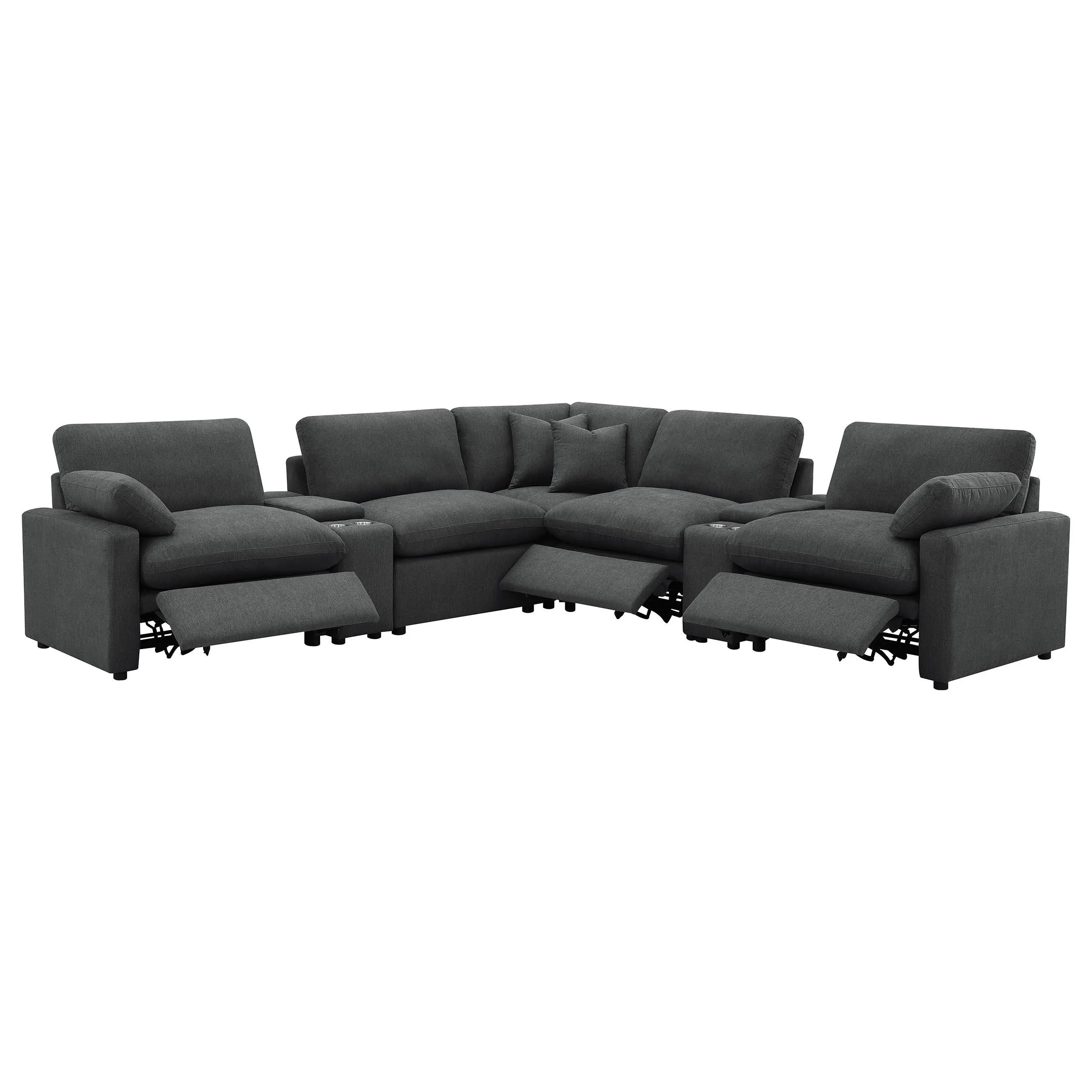 Collins Dark Gray 7-Piece Modular Power Reclining Sectional - Image 2