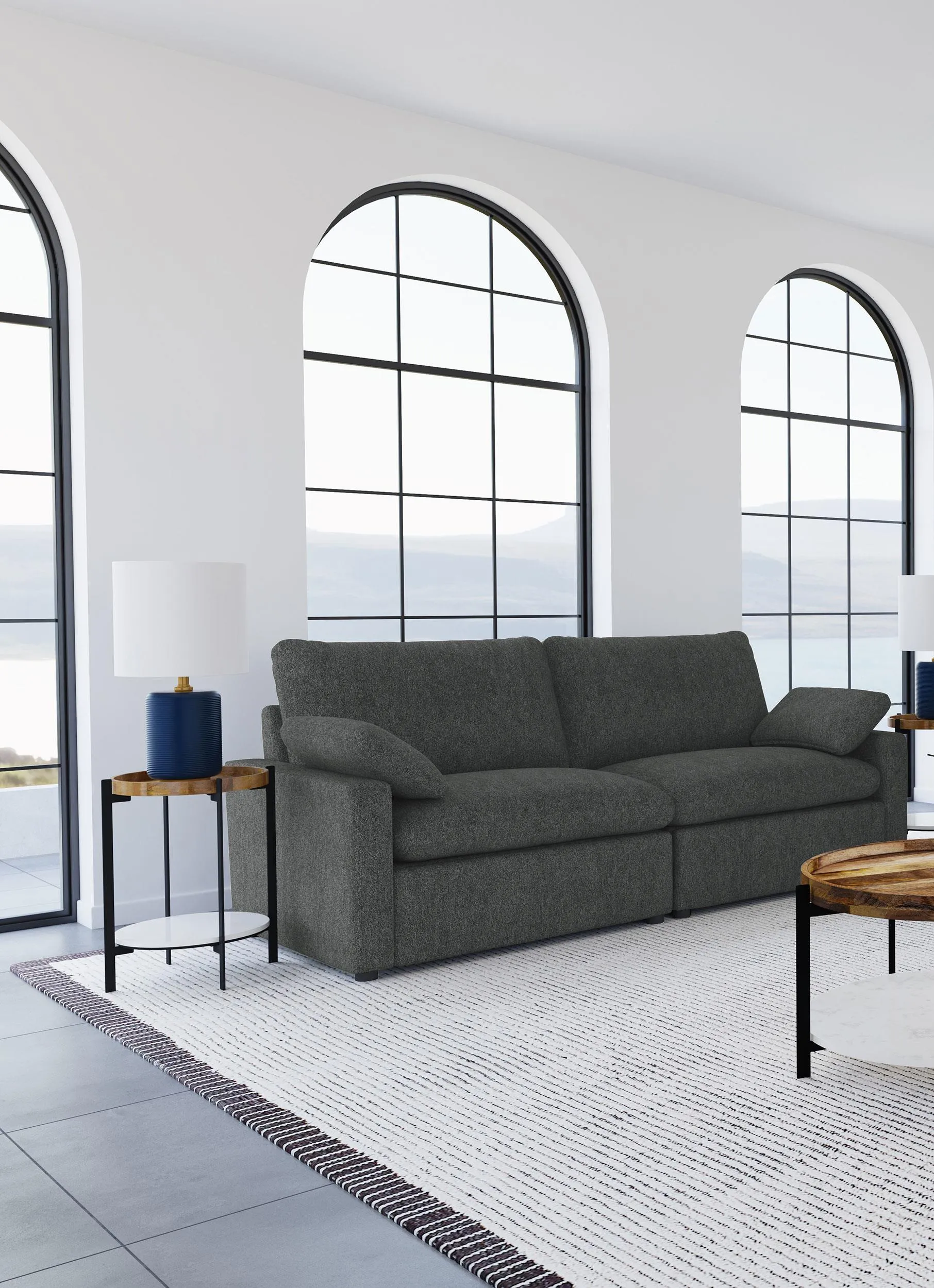 Collins Dark Gray Modular Power Reclining Loveseat - Image 11