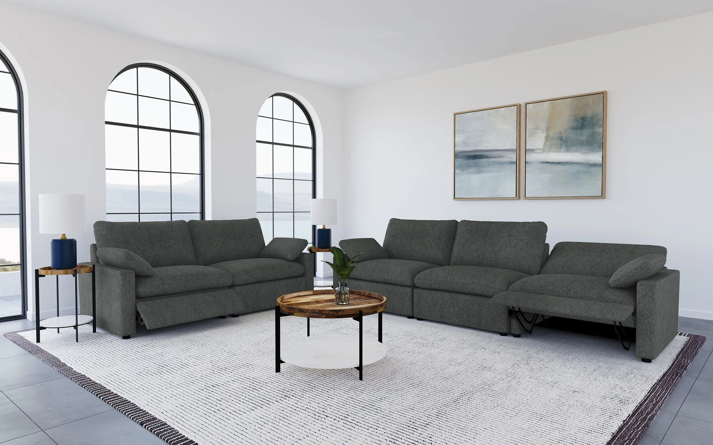 Collins Dark Gray Modular Power Reclining Loveseat - Image 14