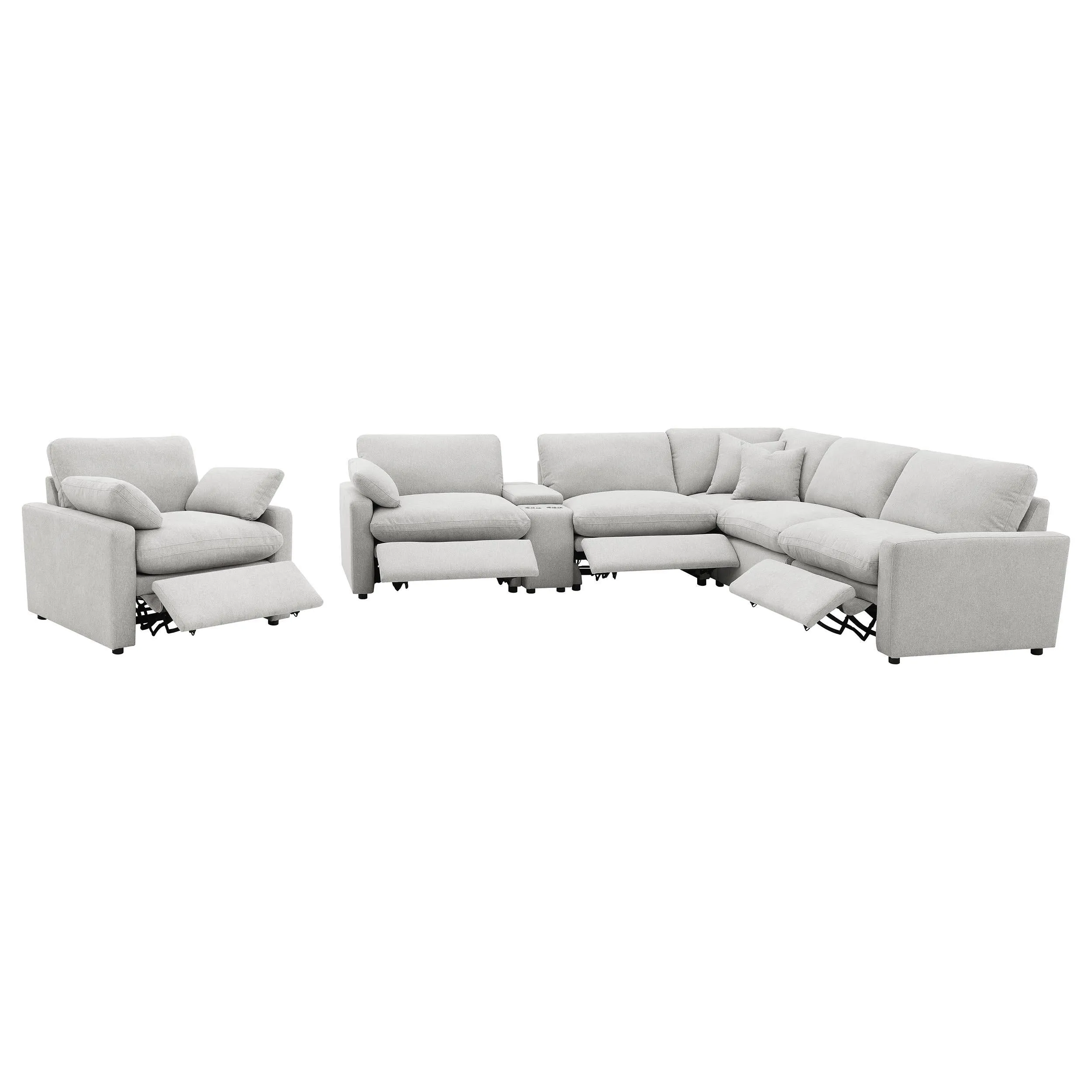 Collins Gray 6-Piece Modular Power Reclining Sectional - Image 7