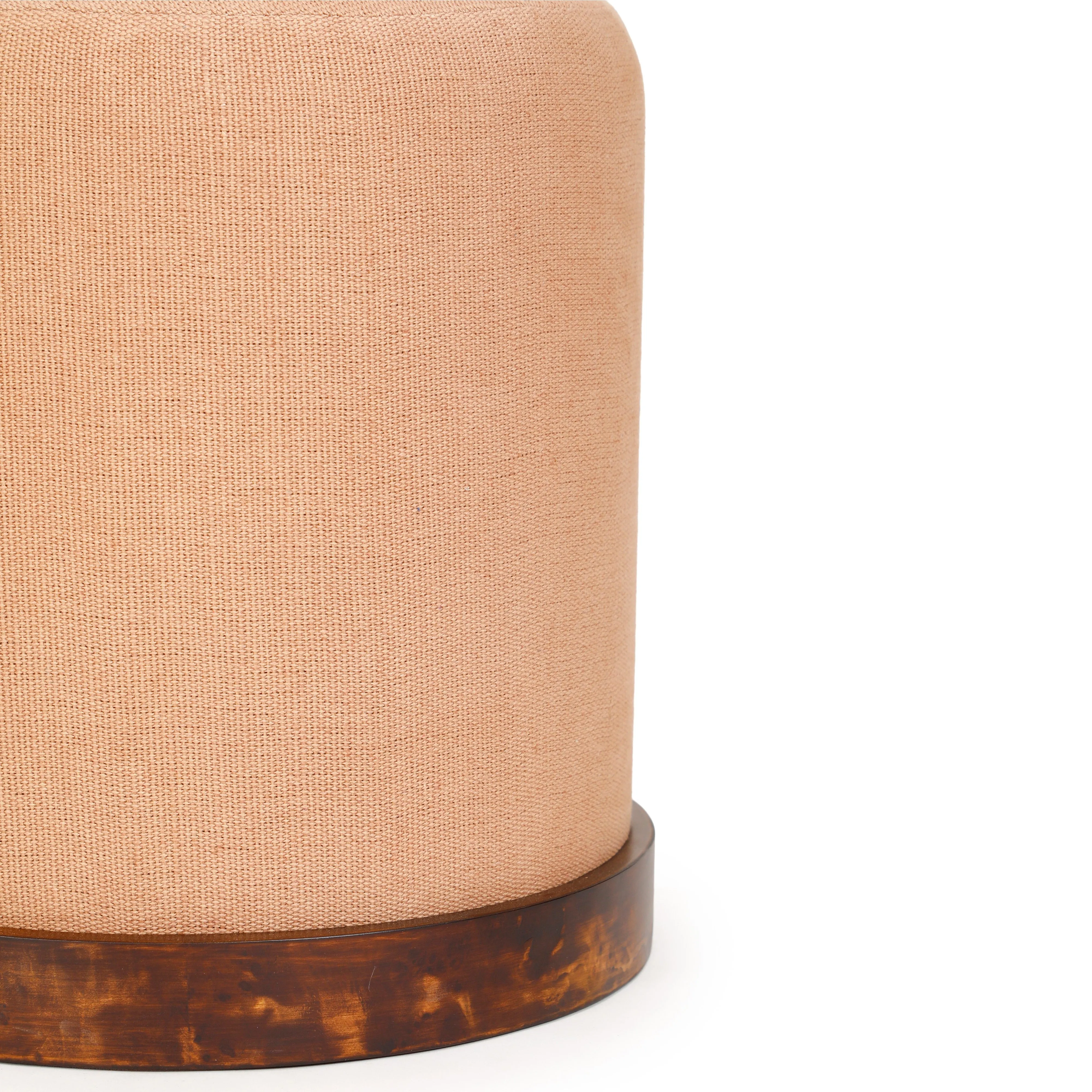 Como Burl and Cotton Jute Contract-Grade Accent Stool - Image 4