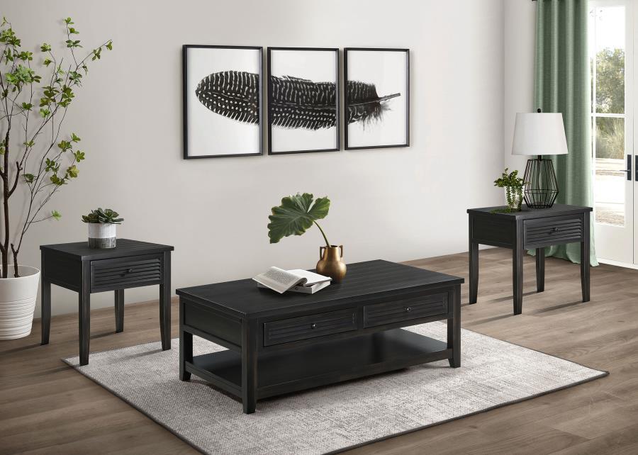 Concord Distressed Java 3-Piece Coffee and End Table Set
