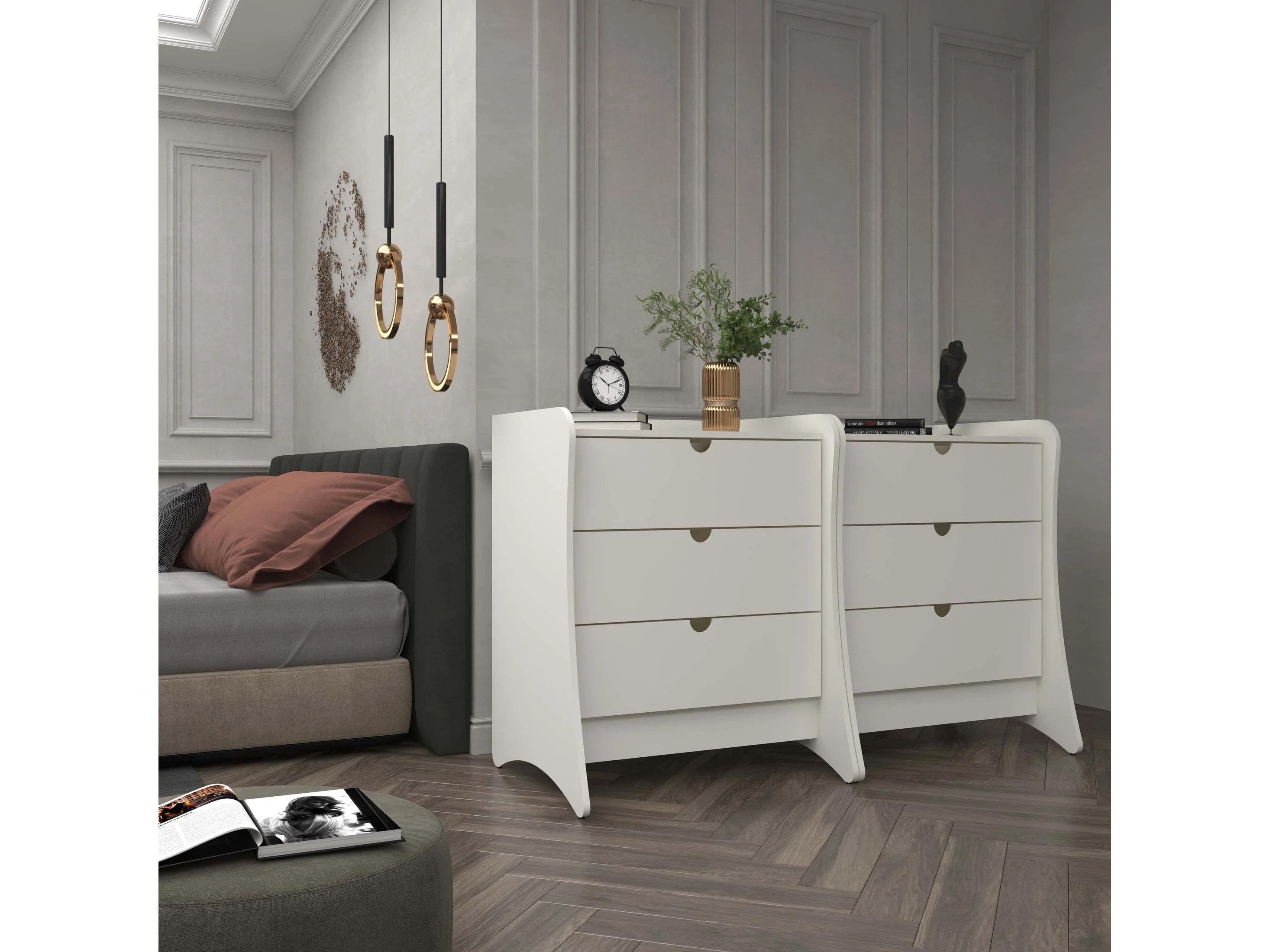 Coney Dresser in White (set of 2)