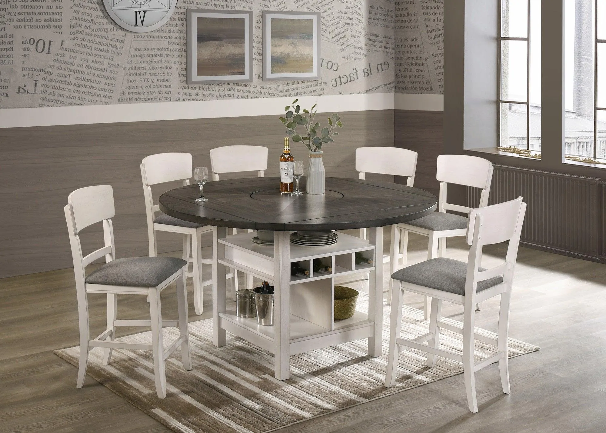 Conner Chalk and Gray Counter Height Dining Set