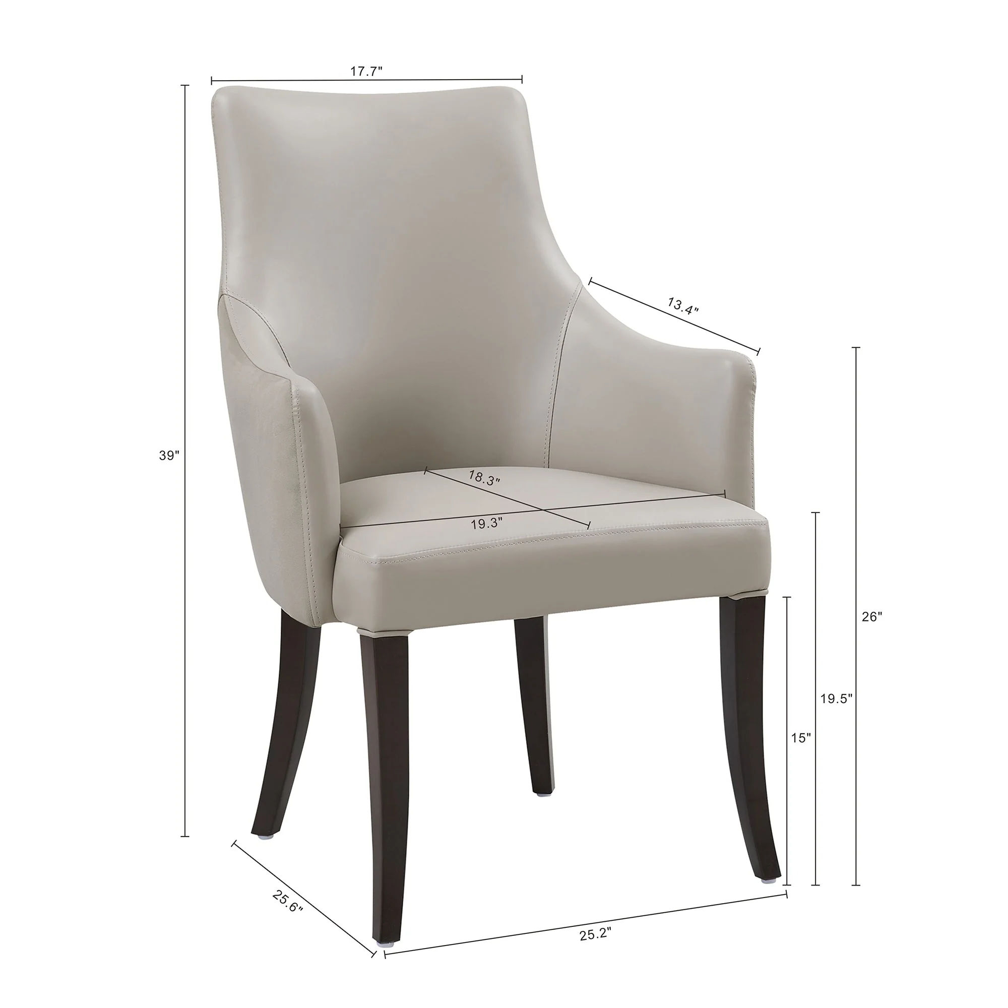 Connie Dining Armchair in Light Grey (set of 2) - Image 3