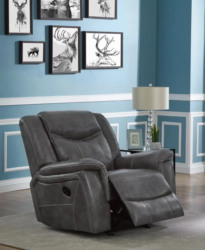 Conrad Gray Upholstered Motion Glider Recliner - Image 2