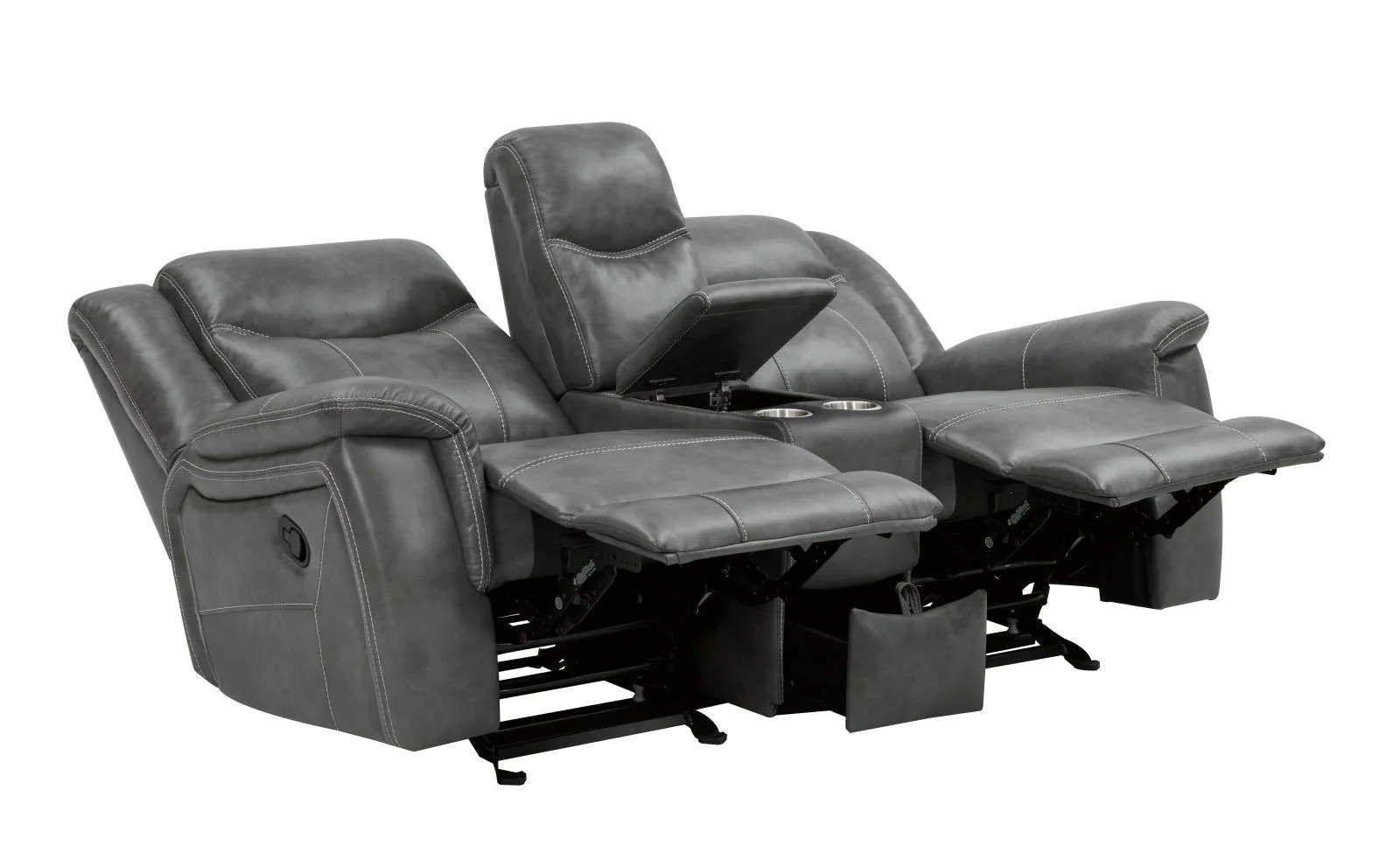 Conrad Gray Upholstered Motion Loveseat Cool - Image 4