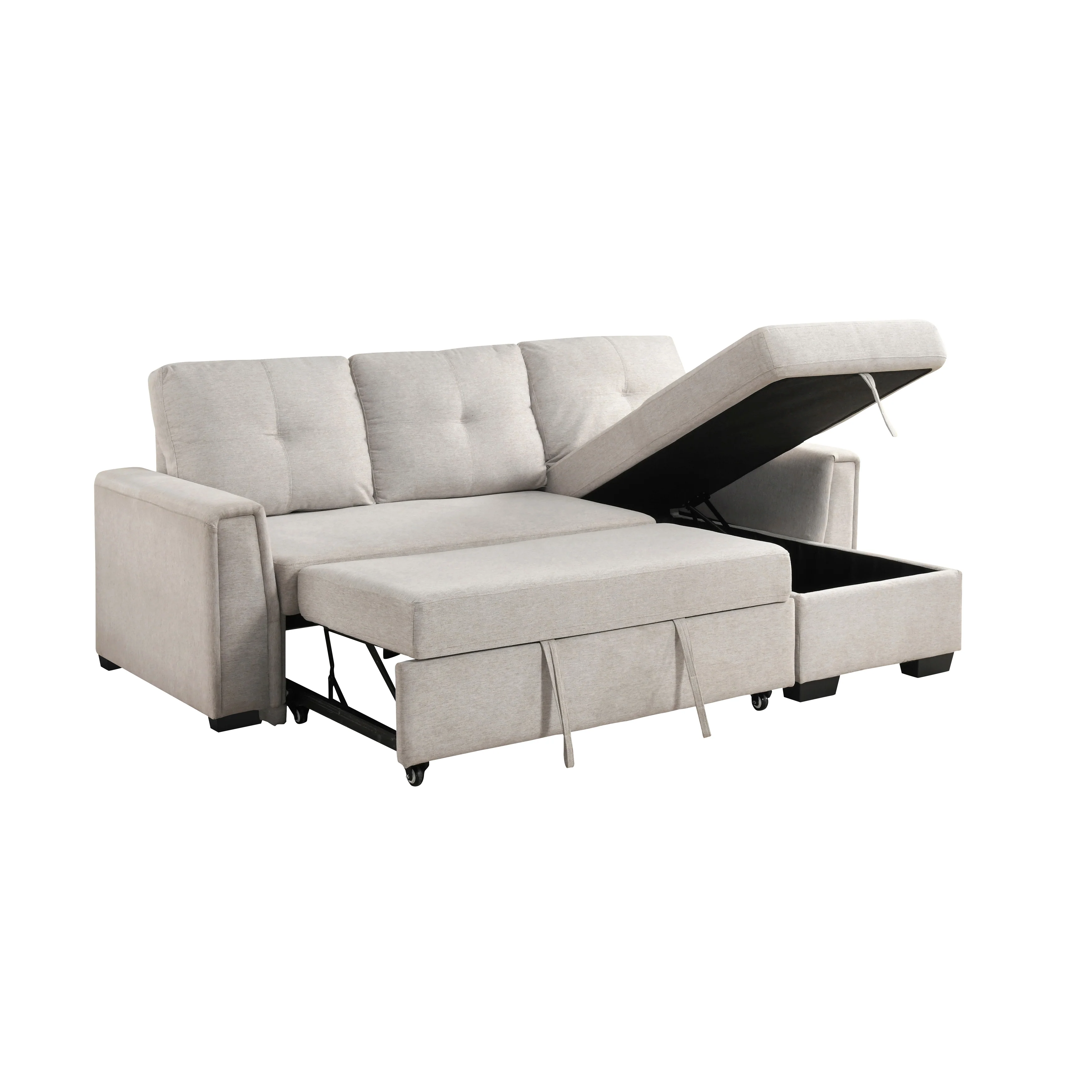 Convene Light Gray 2-Piece Sectional with Reversible Chaise and Pull-out Bed - Image 13
