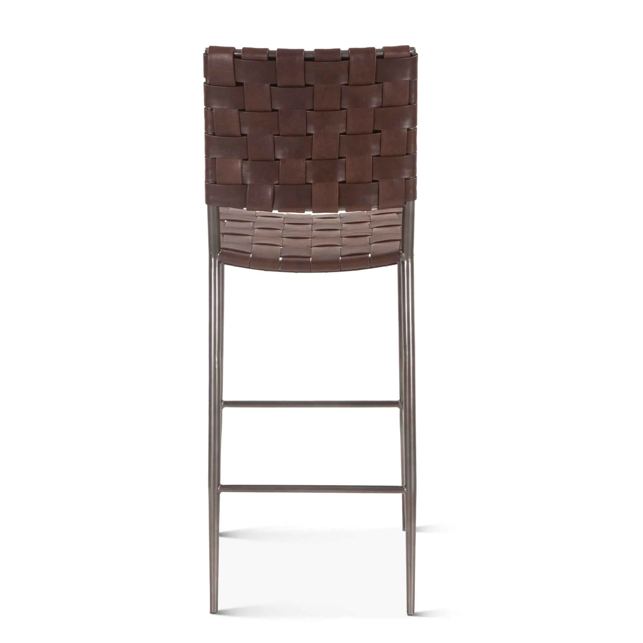 Copenhagen 17" Bar Chair in Brown Buffalo Leather and Iron - Image 2