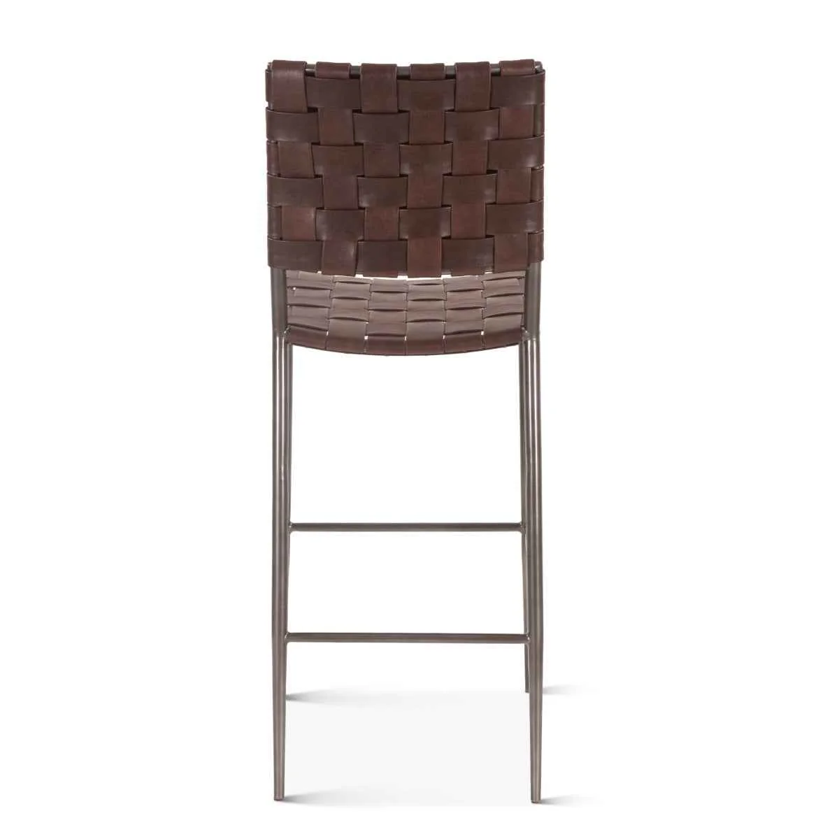 Copenhagen 17" Bar Chair in Brown Buffalo Leather and Iron - Image 3
