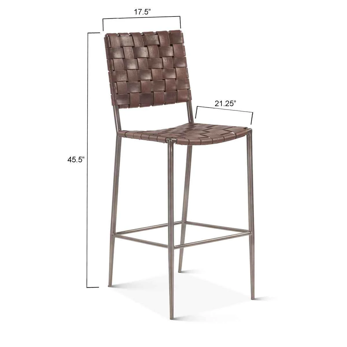 Copenhagen 17" Bar Chair in Brown Buffalo Leather and Iron - Image 4