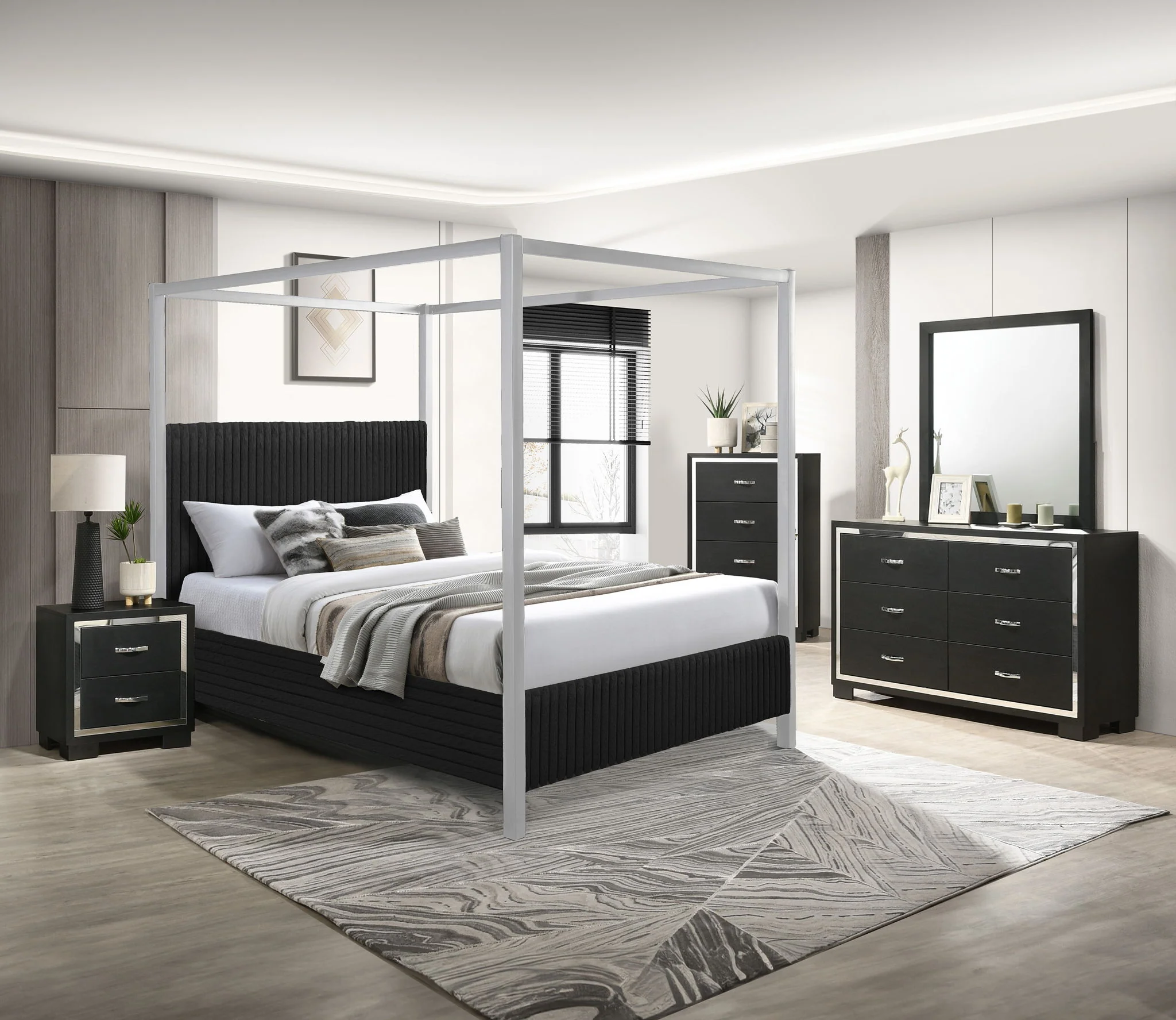 Cora Black King Canopy Bed - Image 2