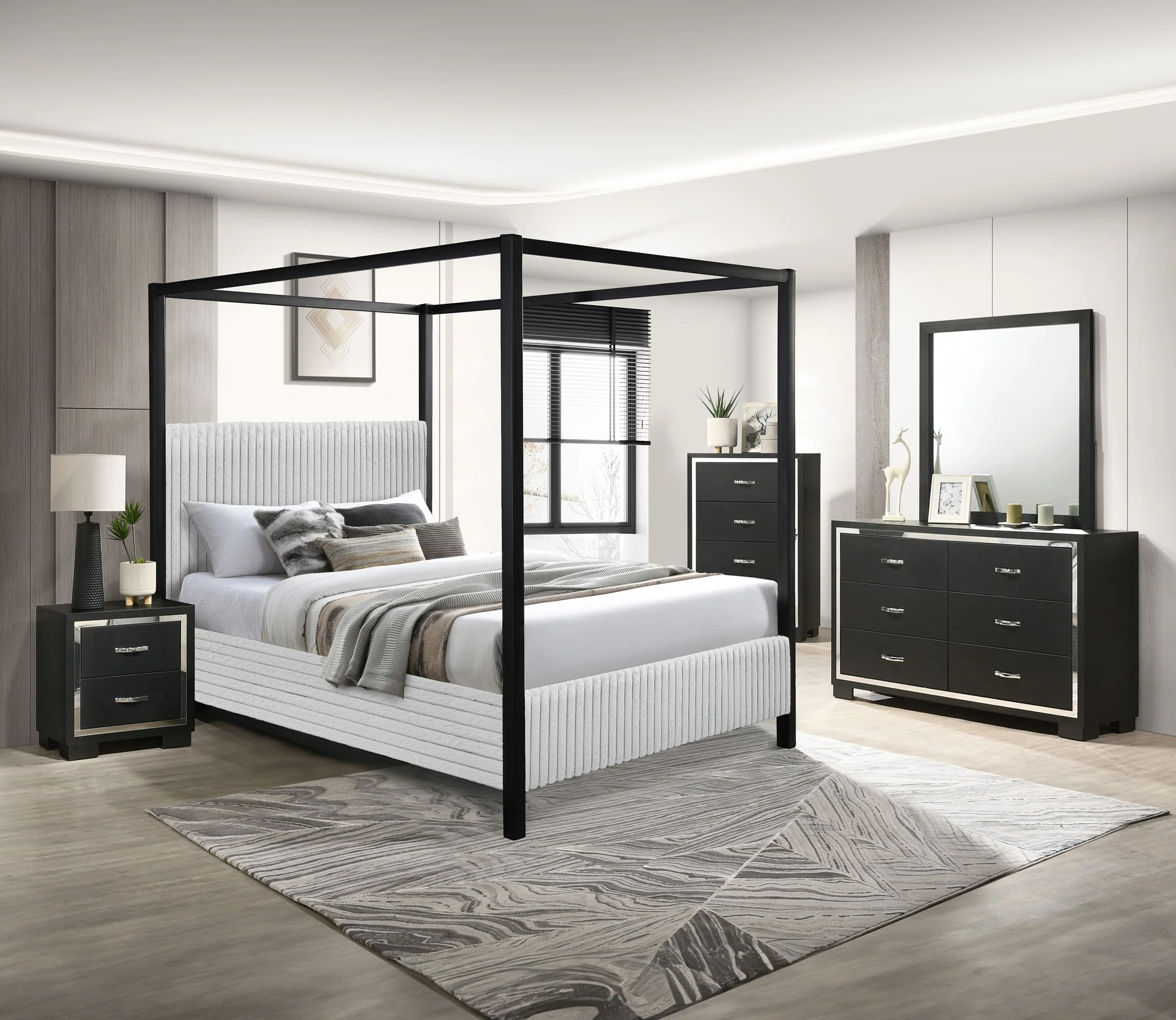Cora Light Gray Queen Canopy Bed - Image 2