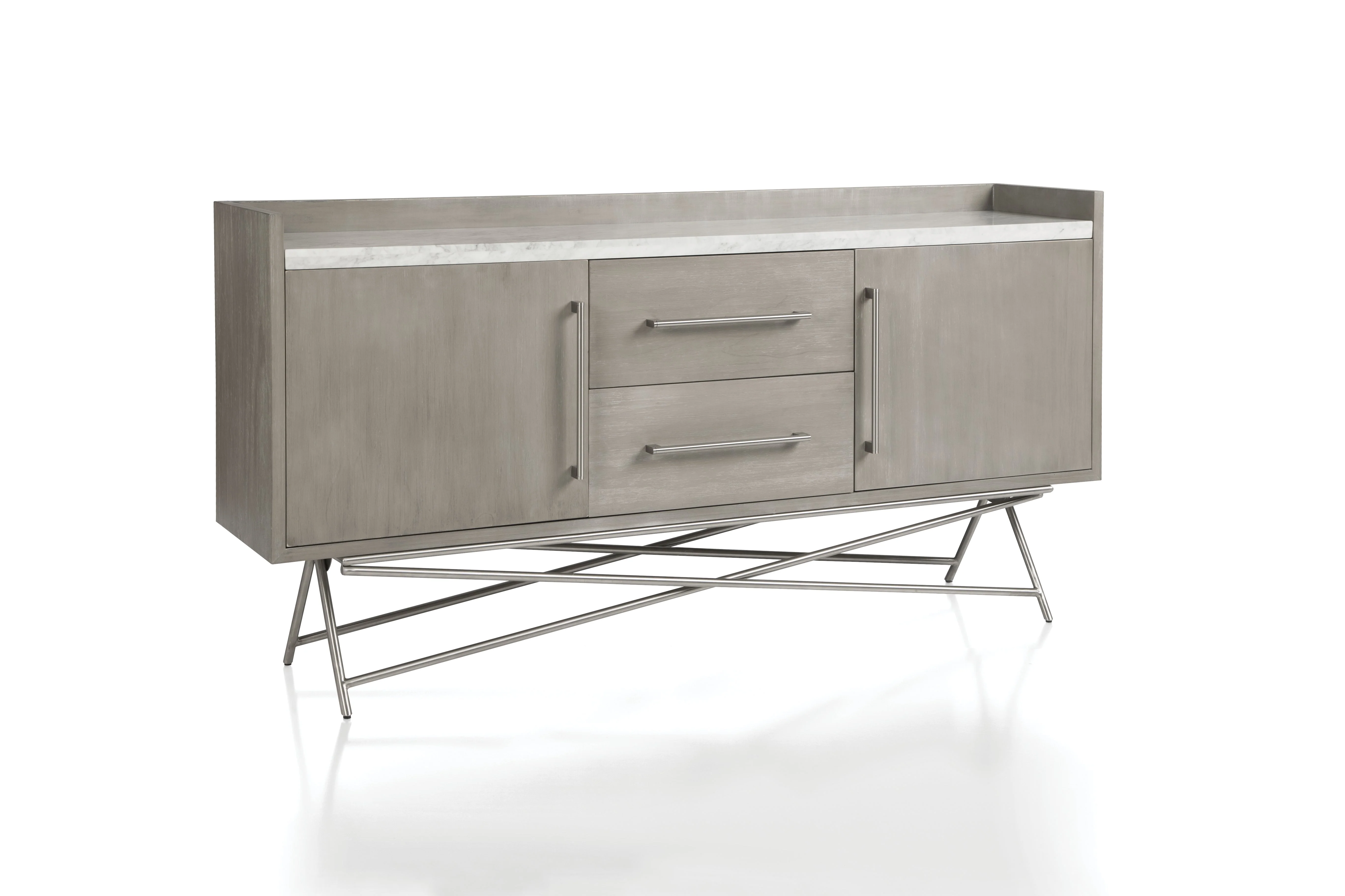 Coral Marble Top Rectangular Sideboard in Antique Grey - Image 4