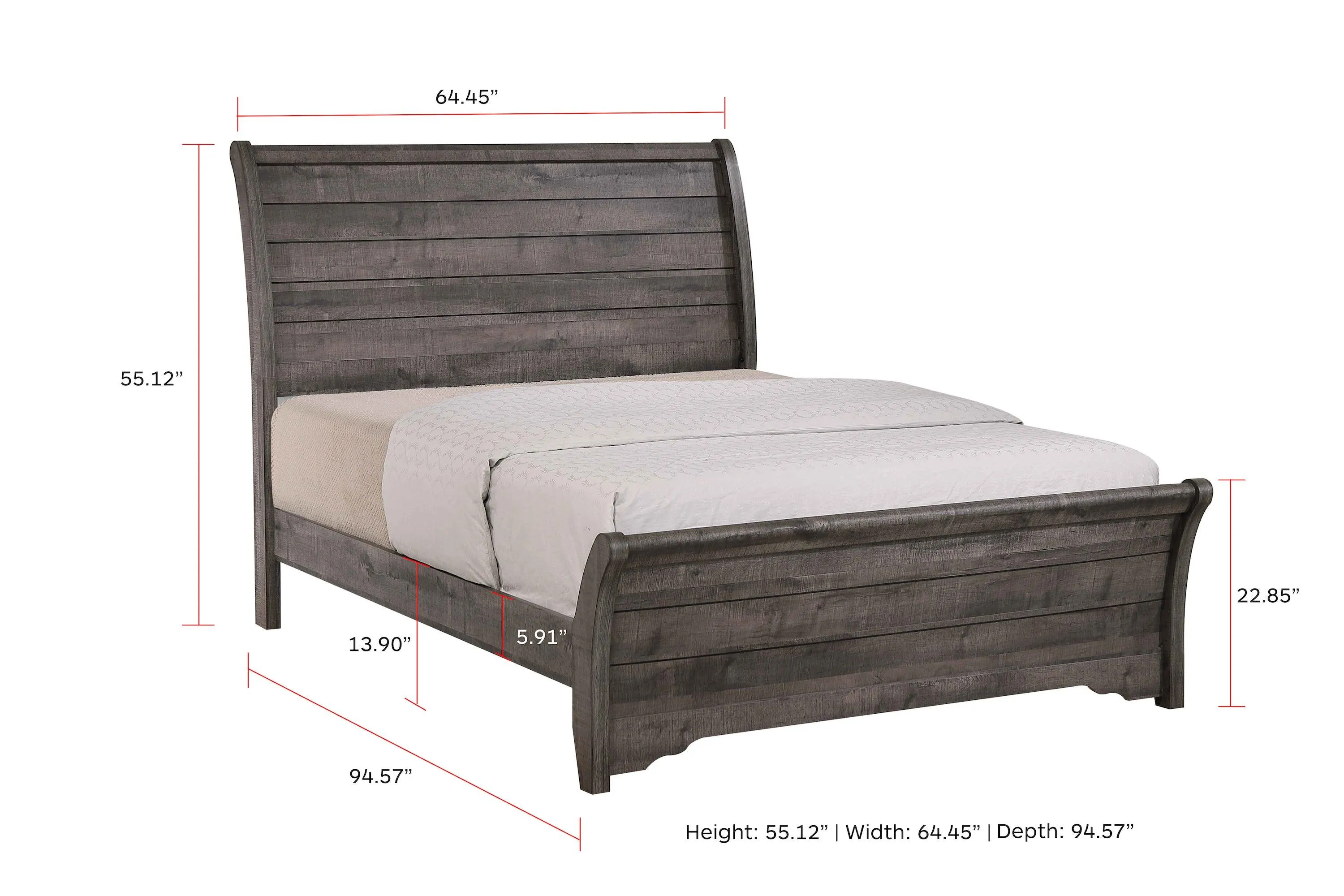 Coralee Gray Queen Sleigh Bed - Image 4