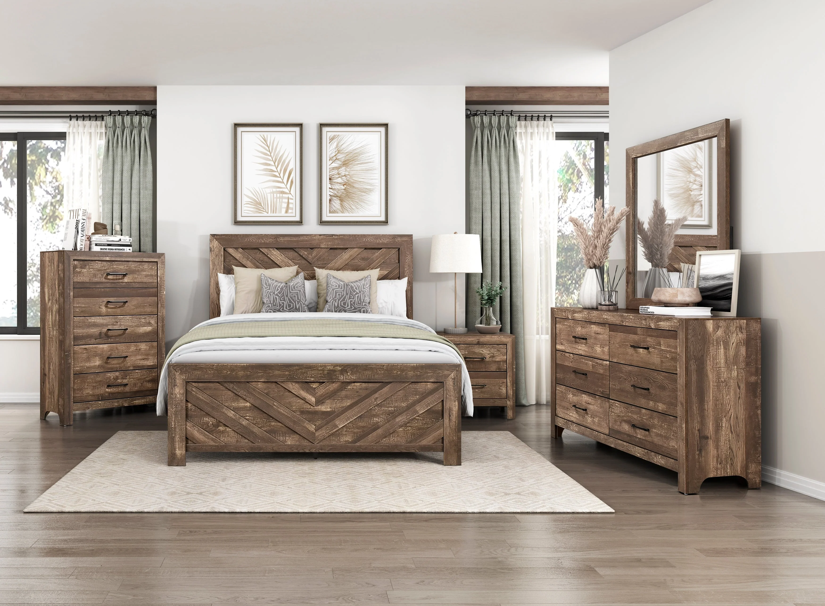 Corbin Brown Crossbuck Eastern King Panel Bed - Image 7