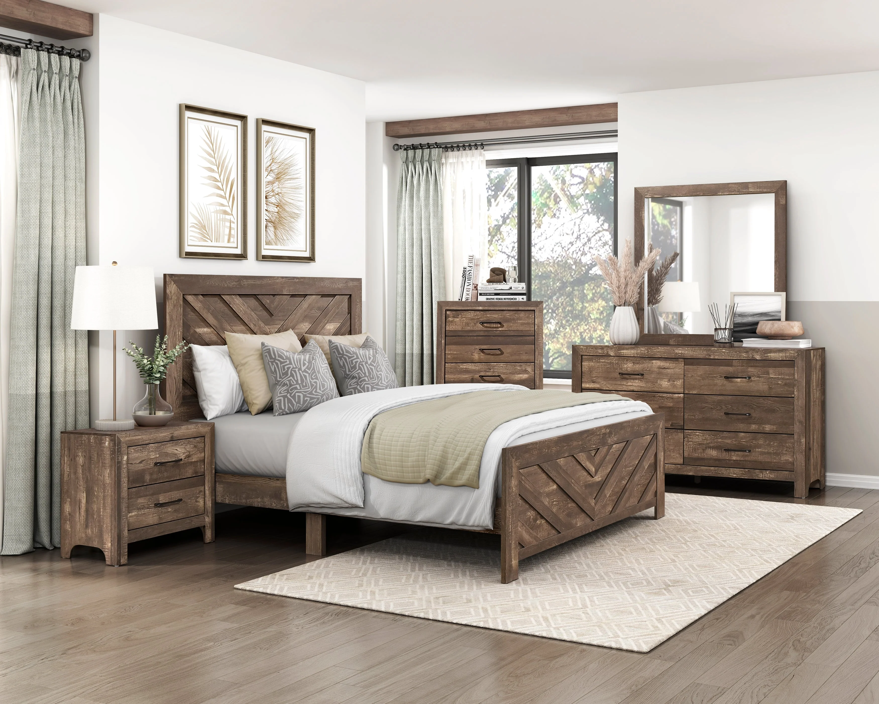 Corbin Brown Crossbuck Queen Panel Bed - Image 6