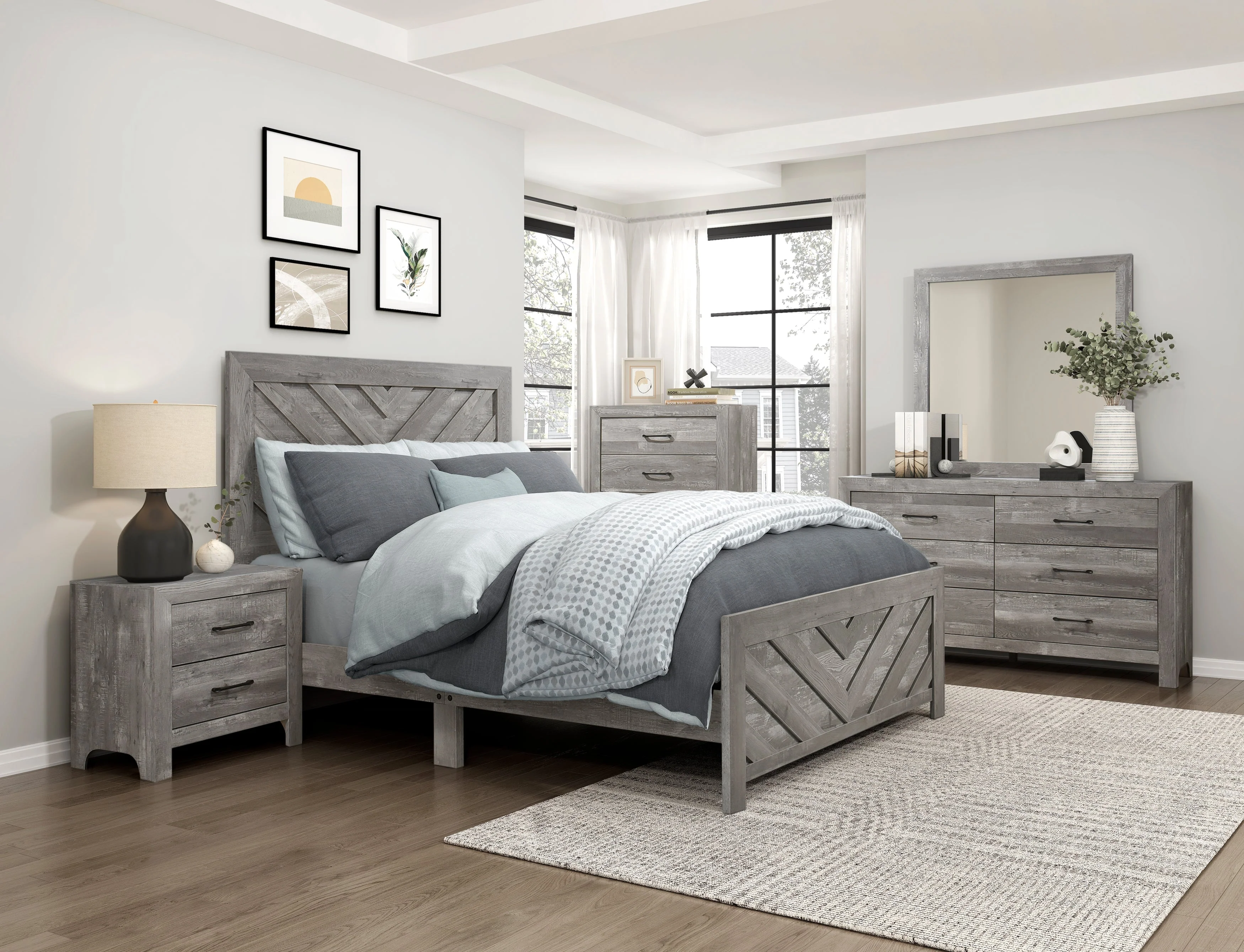 Corbin Gray Crossbuck Full Panel Bed - Image 7