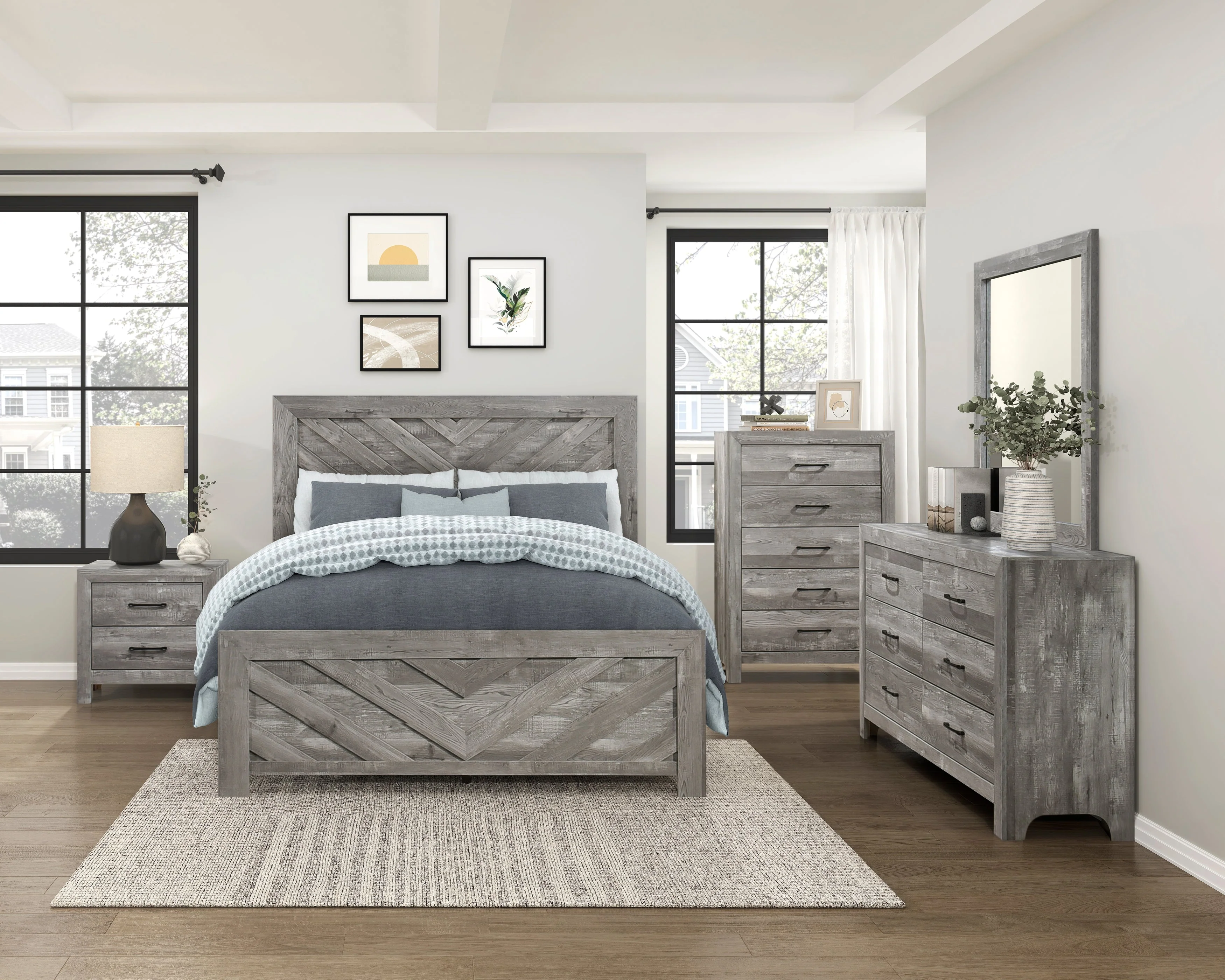 Corbin Gray Crossbuck Full Panel Bed - Image 8