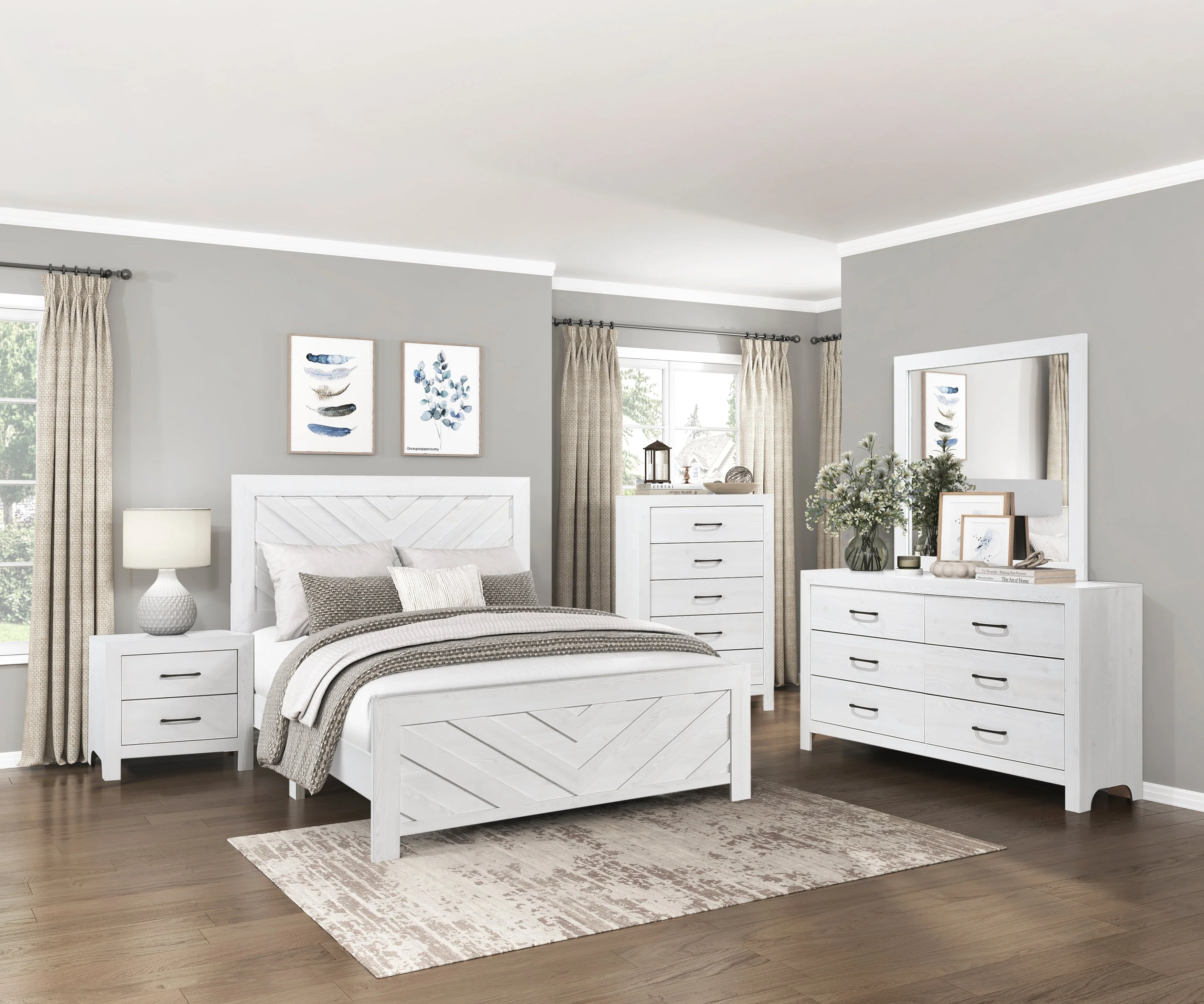 Corbin White Crossbuck Queen Panel Bed - Image 15
