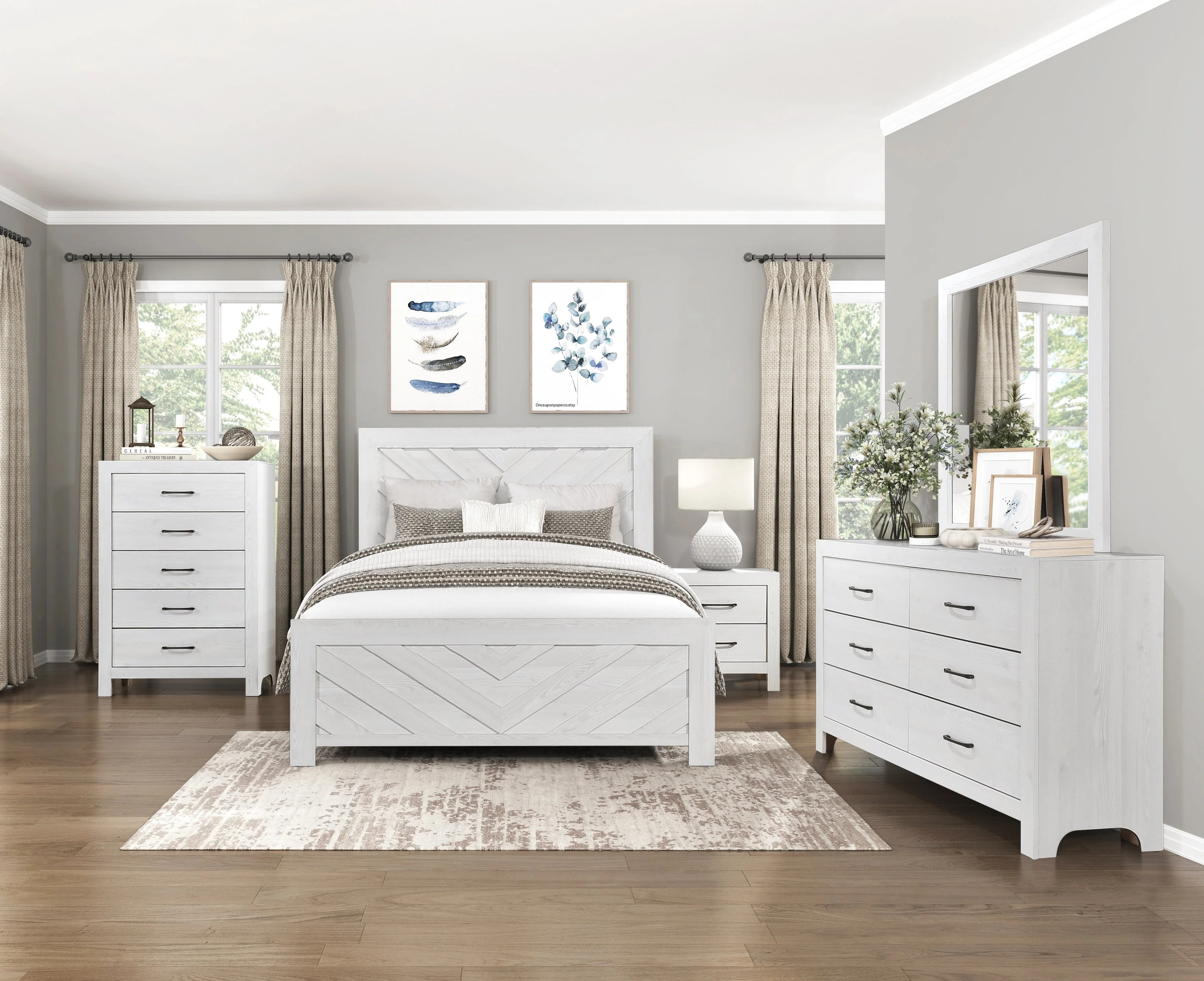 Corbin White Crossbuck Queen Panel Bed - Image 16