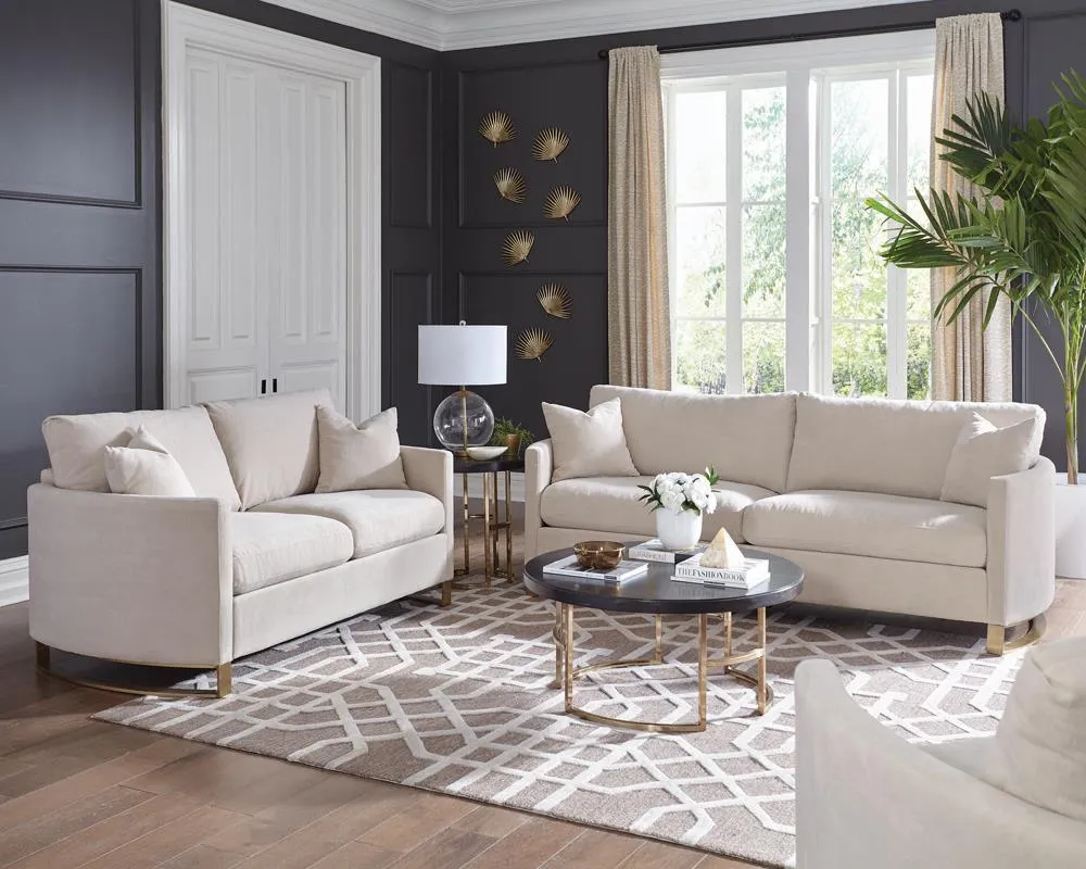 Corliss Beige 3-piece Upholstered Arched Arm Sofa Set