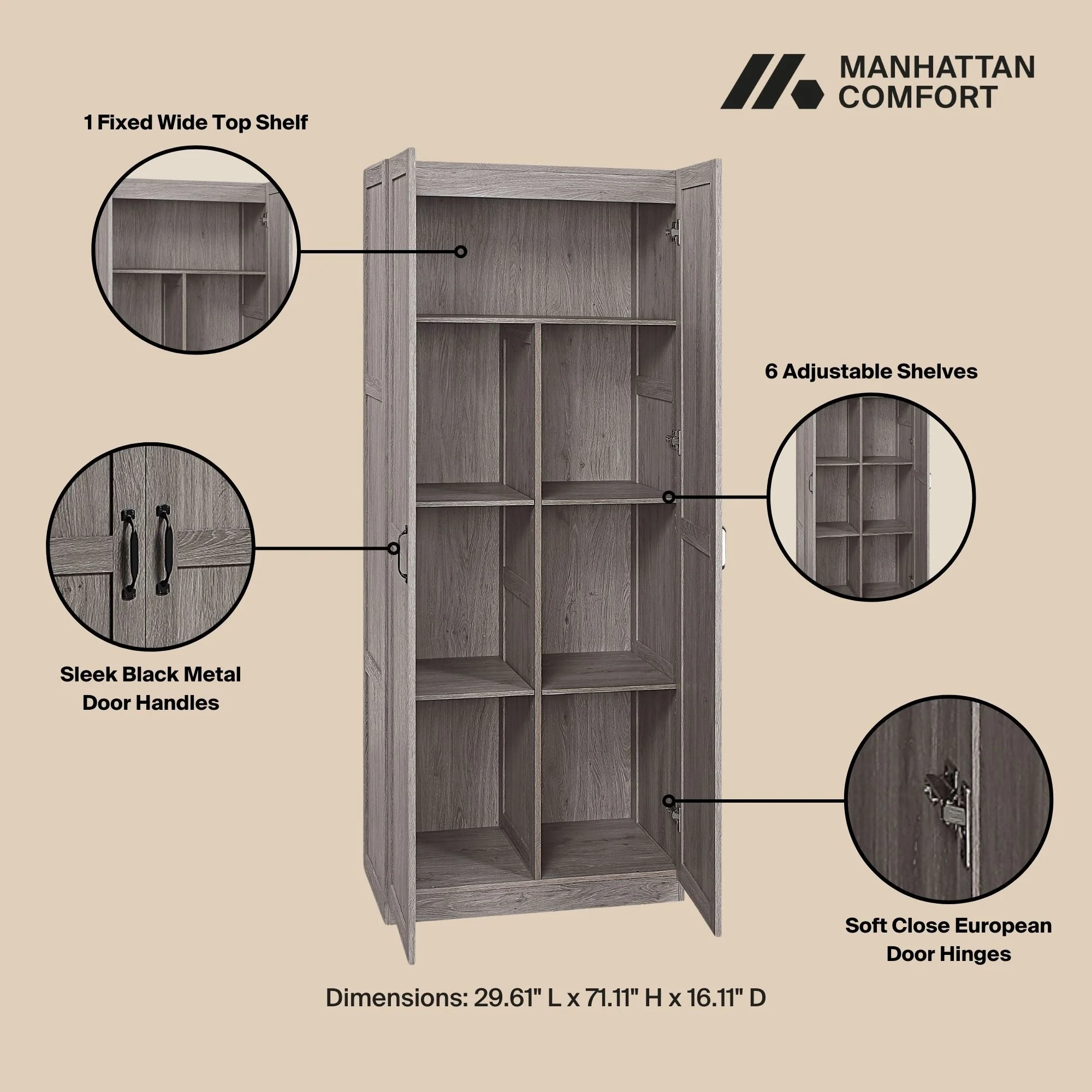 Cornelia Storage Closet 1.0 in Grey - Image 4