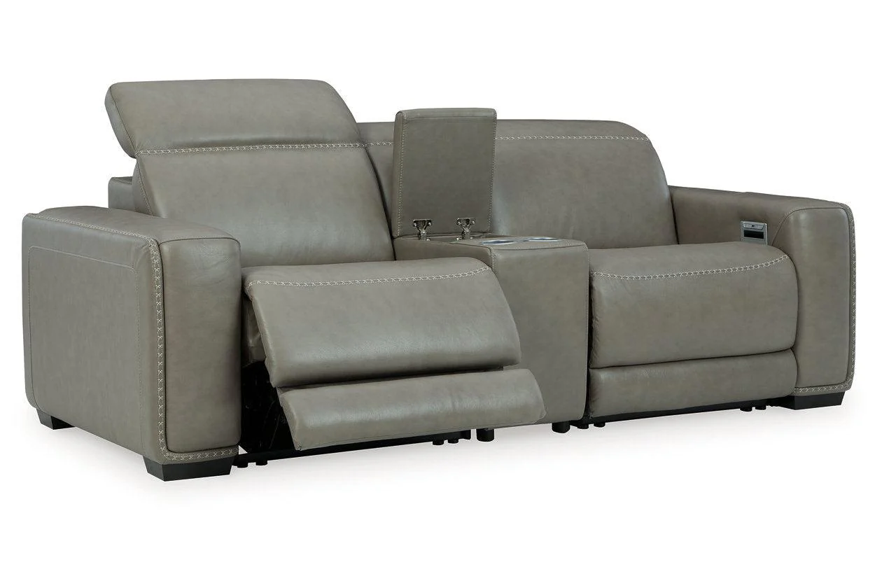 Correze Gray 3-Piece Power Reclining Sectional Loveseat - Image 4