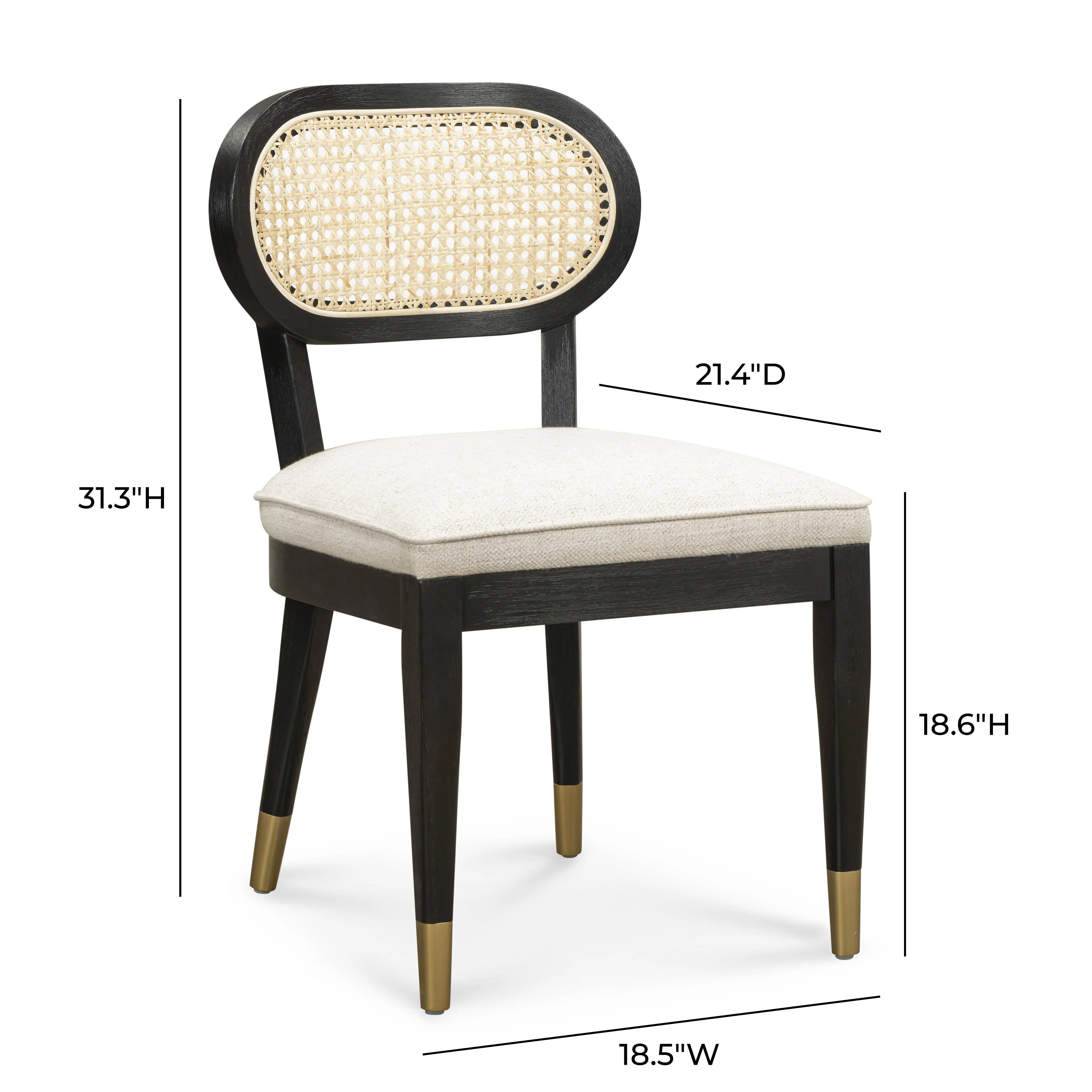 Cosette Black Dining Chair in Cream Performance Linen - Image 8