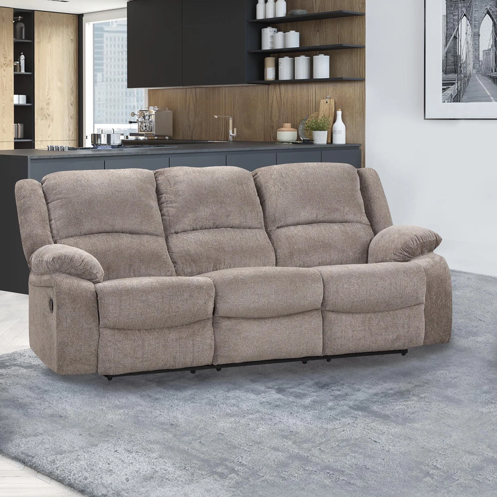 Cosimo Mocha 3-Piece Reclining Living Room Set - Image 4